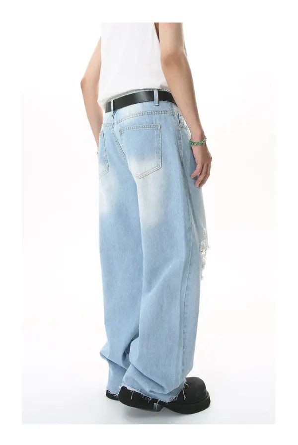 Japanese Brand Kimiko x Juri Loose straight-leg washed ripped jeans Size US 32 / EU 48 - 5 Thumbnail