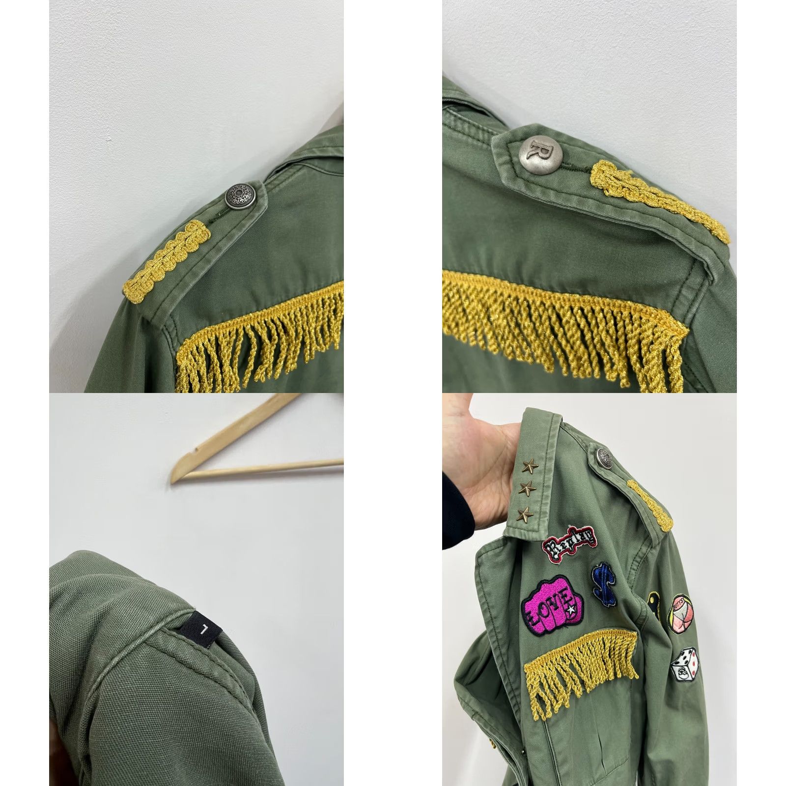 Replay Replay Jacket Womens L Khaki Logo Vintage Overshirt Blazer Military Patch Style Size L / US 10 / IT 46 - 9 Thumbnail
