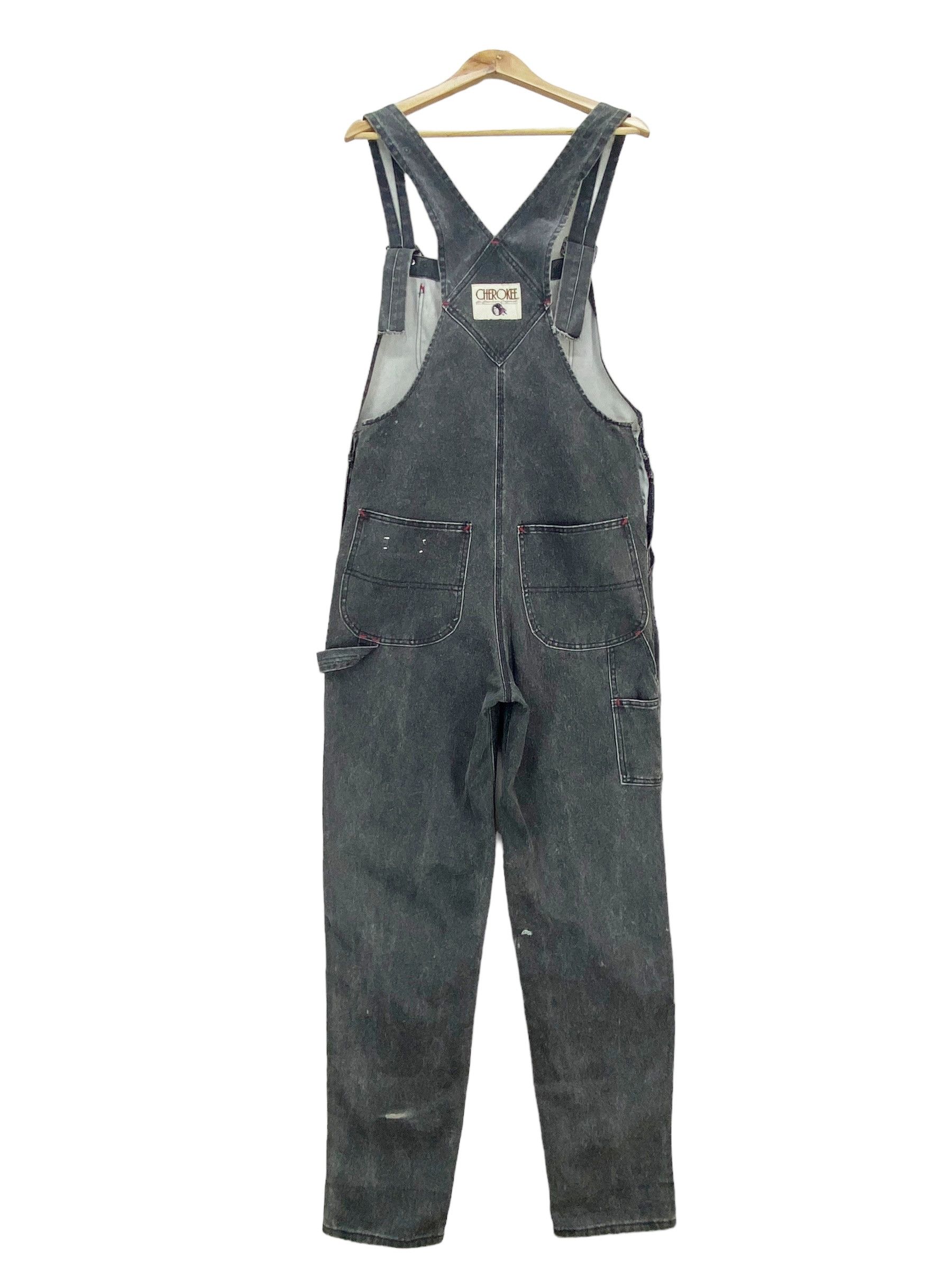 Cherokee × Vintage Cherokee Carpenter Bib Overalls Black Light Wash Jeans Size US 39 - 1 Thumbnail