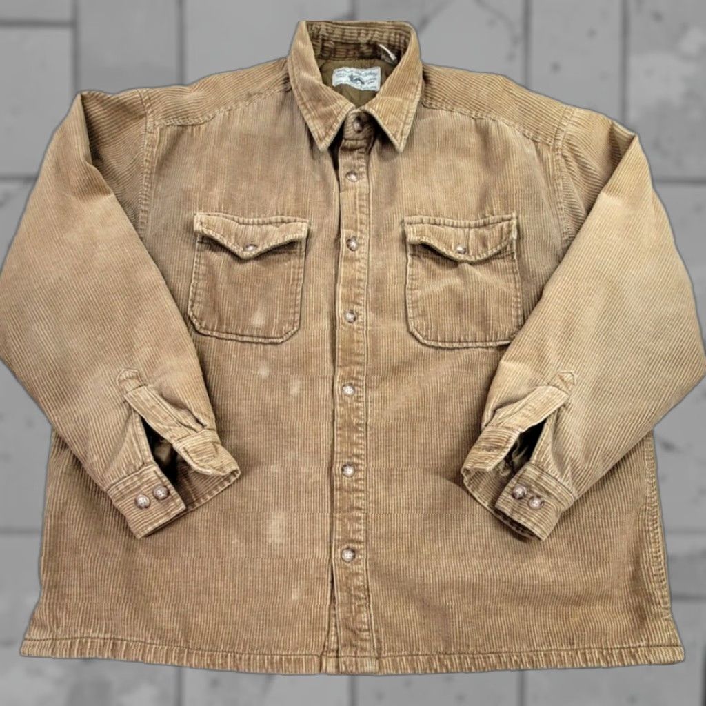 Gap VINTAGE Gap Heavy Shirt Corduroy Quilted Lined Button Up Shacket Brown Men XL 90s Shacket Shirt Mens Size US XL / EU 56 / 4 - 1 Thumbnail