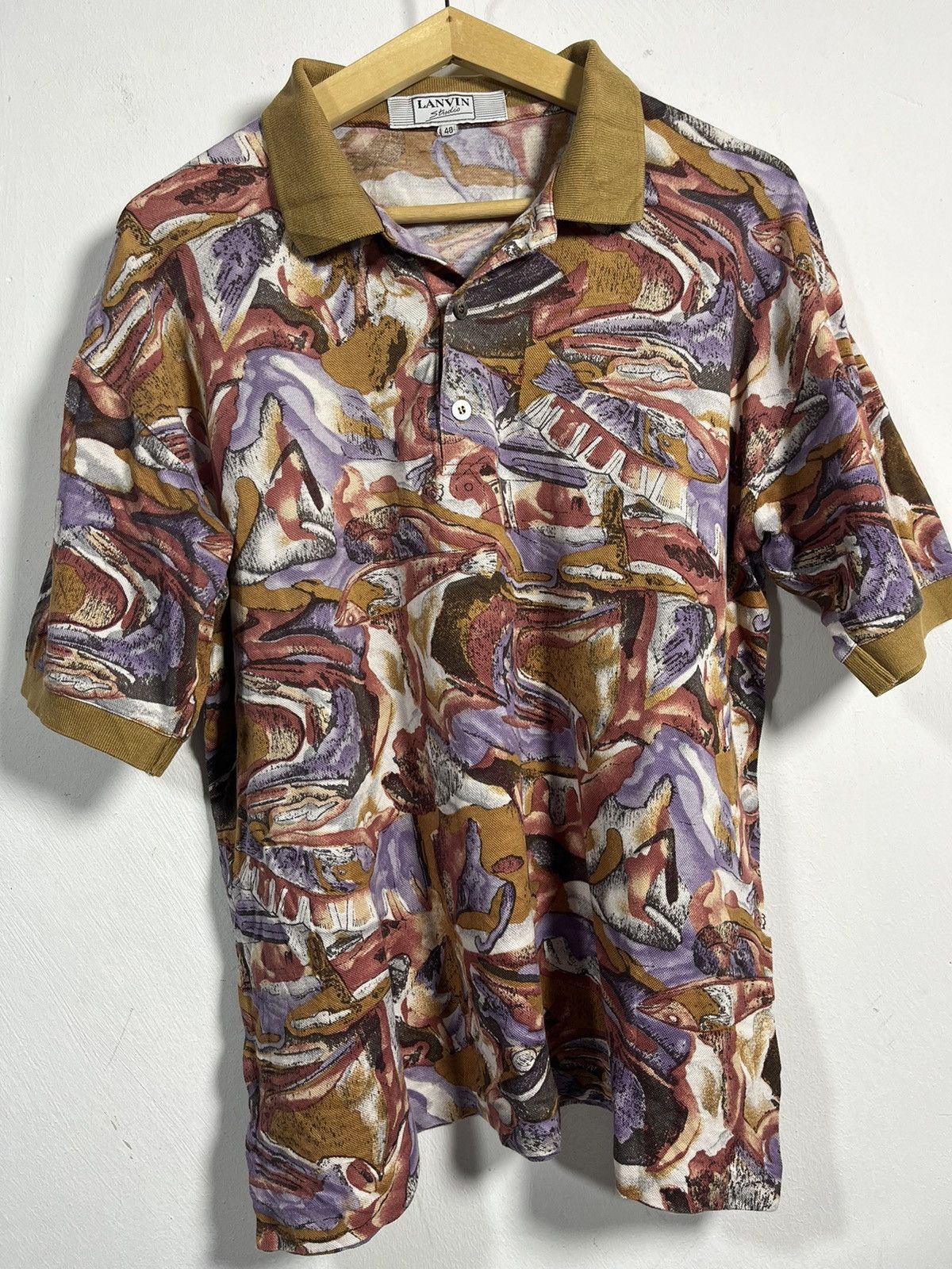 Lanvin × Vintage Caleche Art overprint polo shirt Size US L / EU 52-54 / 3 - 1 Thumbnail