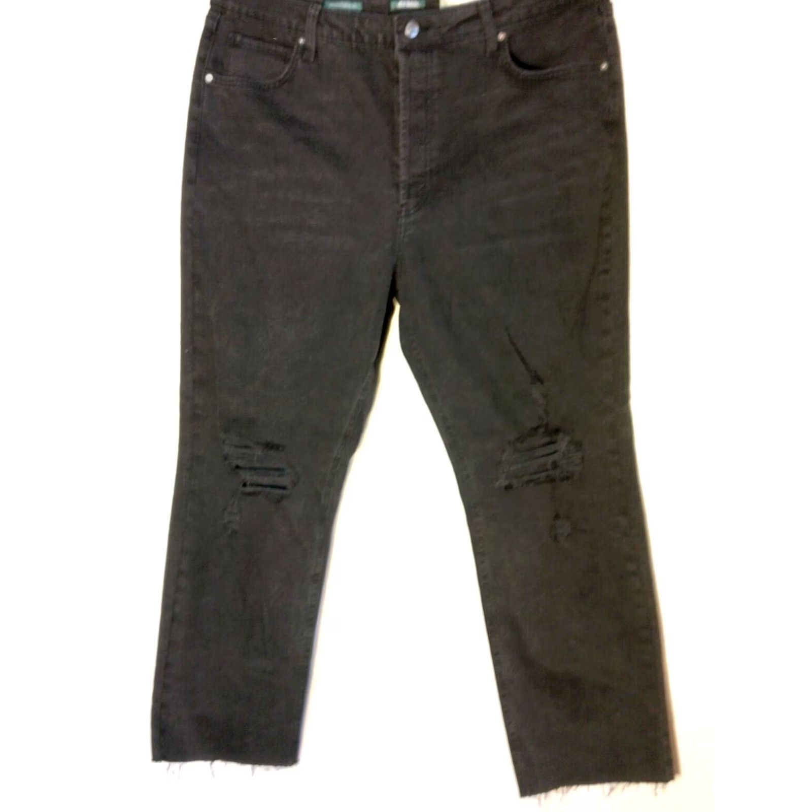 Vintage Wild Fable Women Jeans 18 High Rise Slim Black Distressed Denim Size 40" / US 18 - 2 Thumbnail