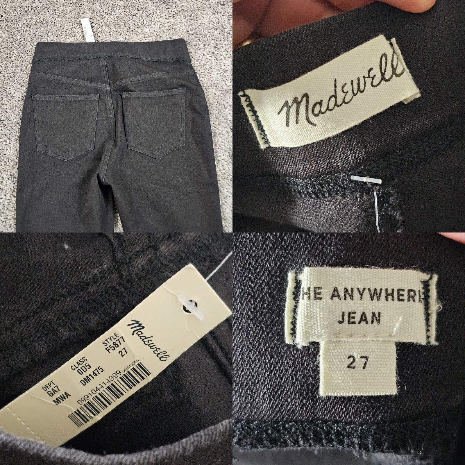 Madewell Madewell Jeans Womens 27 Black Anywhere Mid Rise Stretch Pull On F5877 25x27 Size 27" / US 4 / IT 40 - 8 Thumbnail
