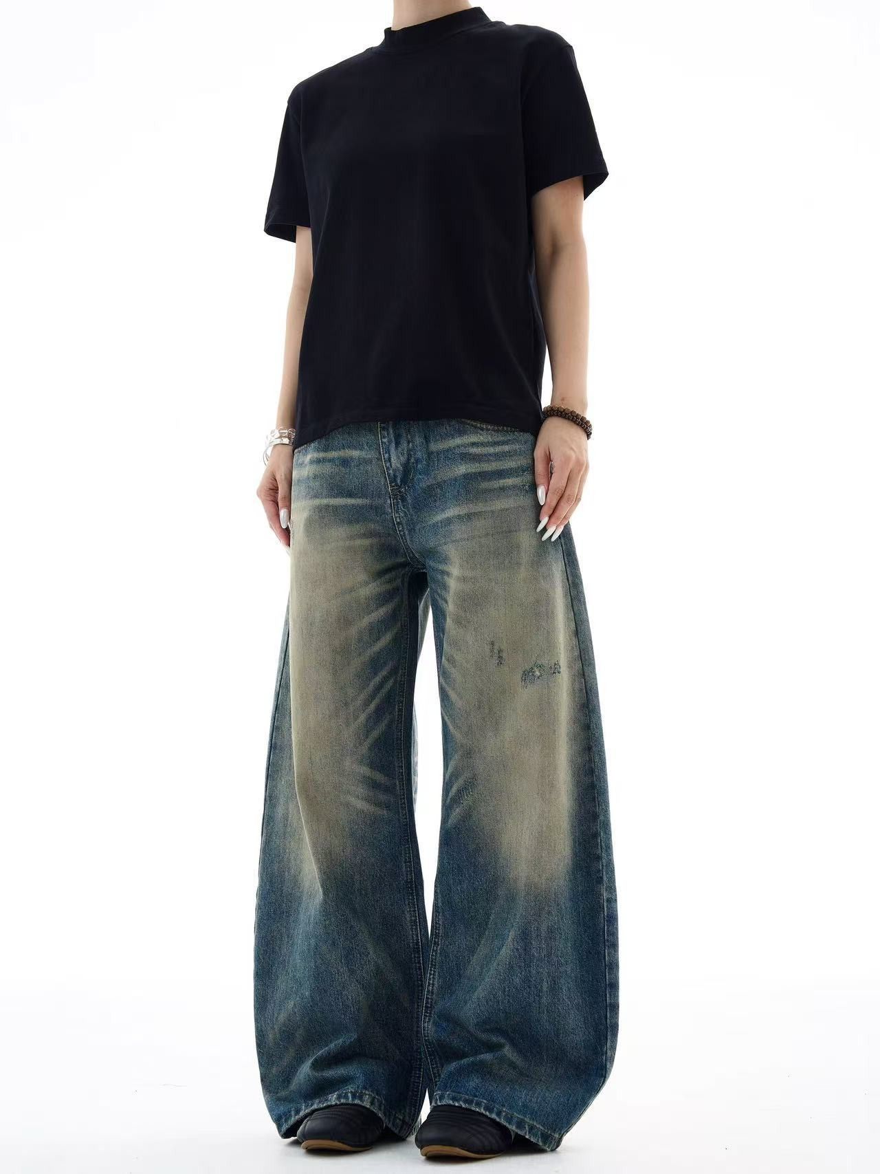 Vintage American men's cleanfit washed distressed scimitar jeans Size US 32 / EU 48 - 4 Thumbnail