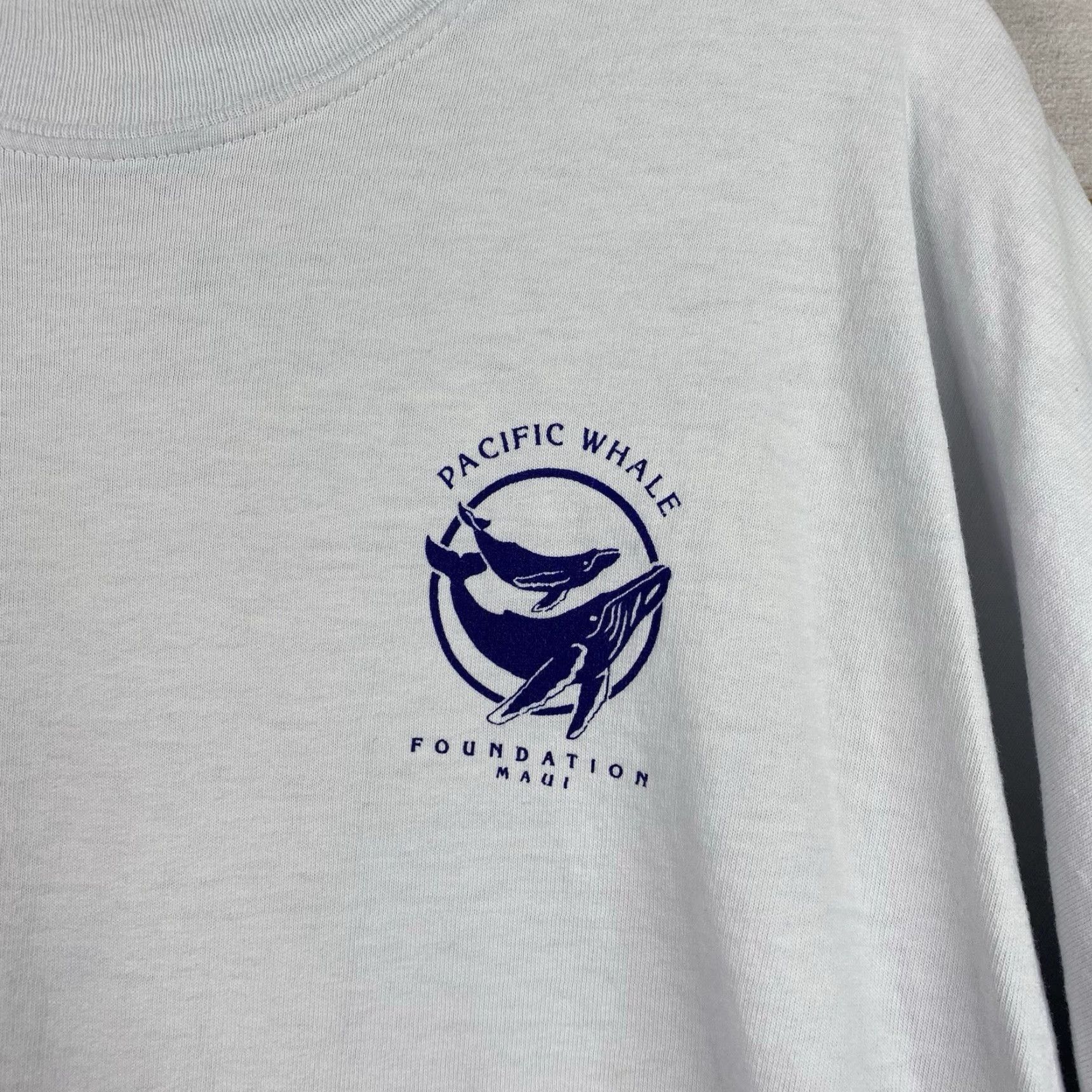 Vintage Vtg Pacific Whale Foundation Tee Shirt Mens M White Research Team Maui Beach Shirt Mens M White Whales Vintage Ocean T-Shirt Size US M / EU 48-50 / 2 - 2 Thumbnail