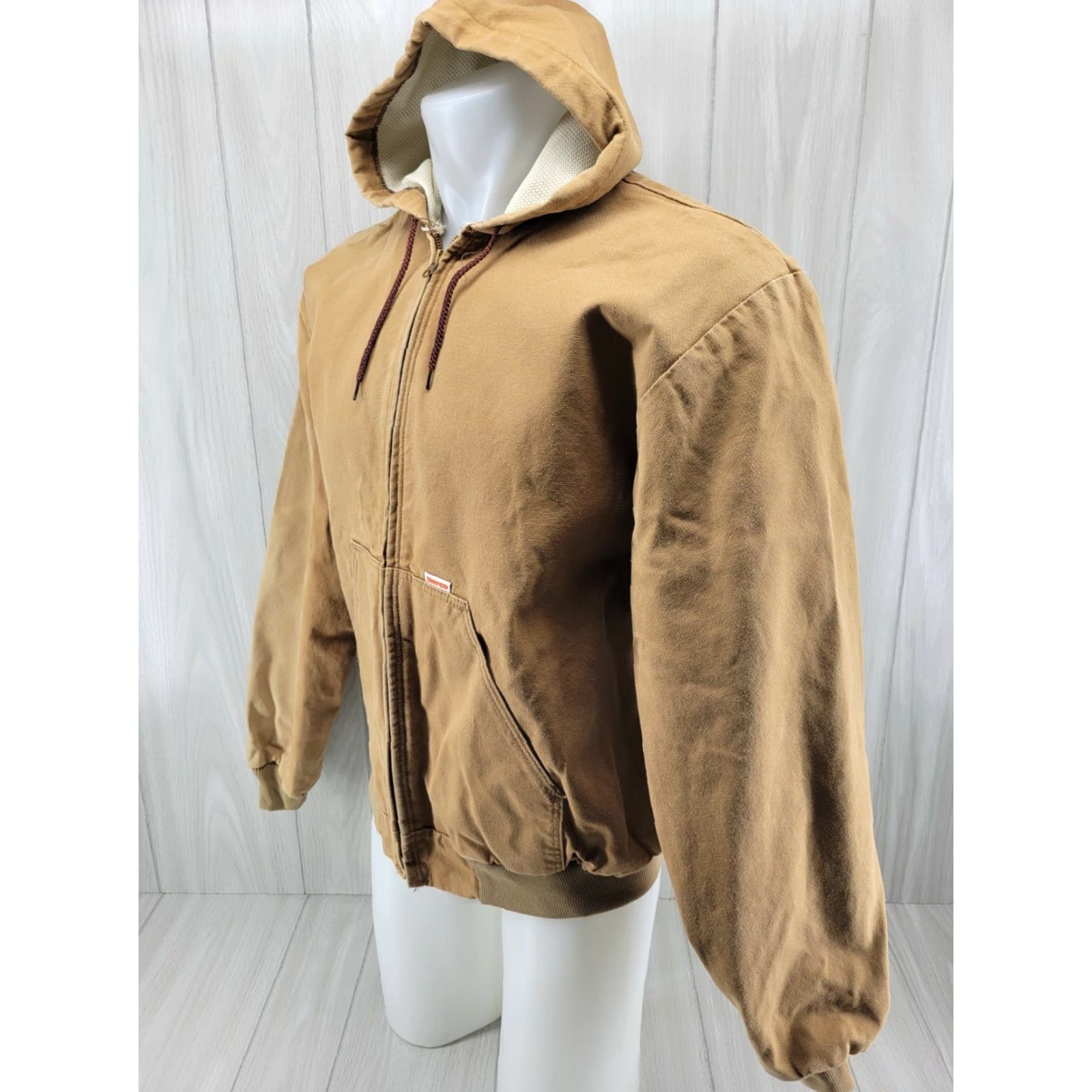 Vintage Fade Distressed Berco Hood Jacket Thermal Lining Duck Brown Mens XL 48-50 Canvas Cotton Jacket Size US XL / EU 56 / 4 - 2 Thumbnail