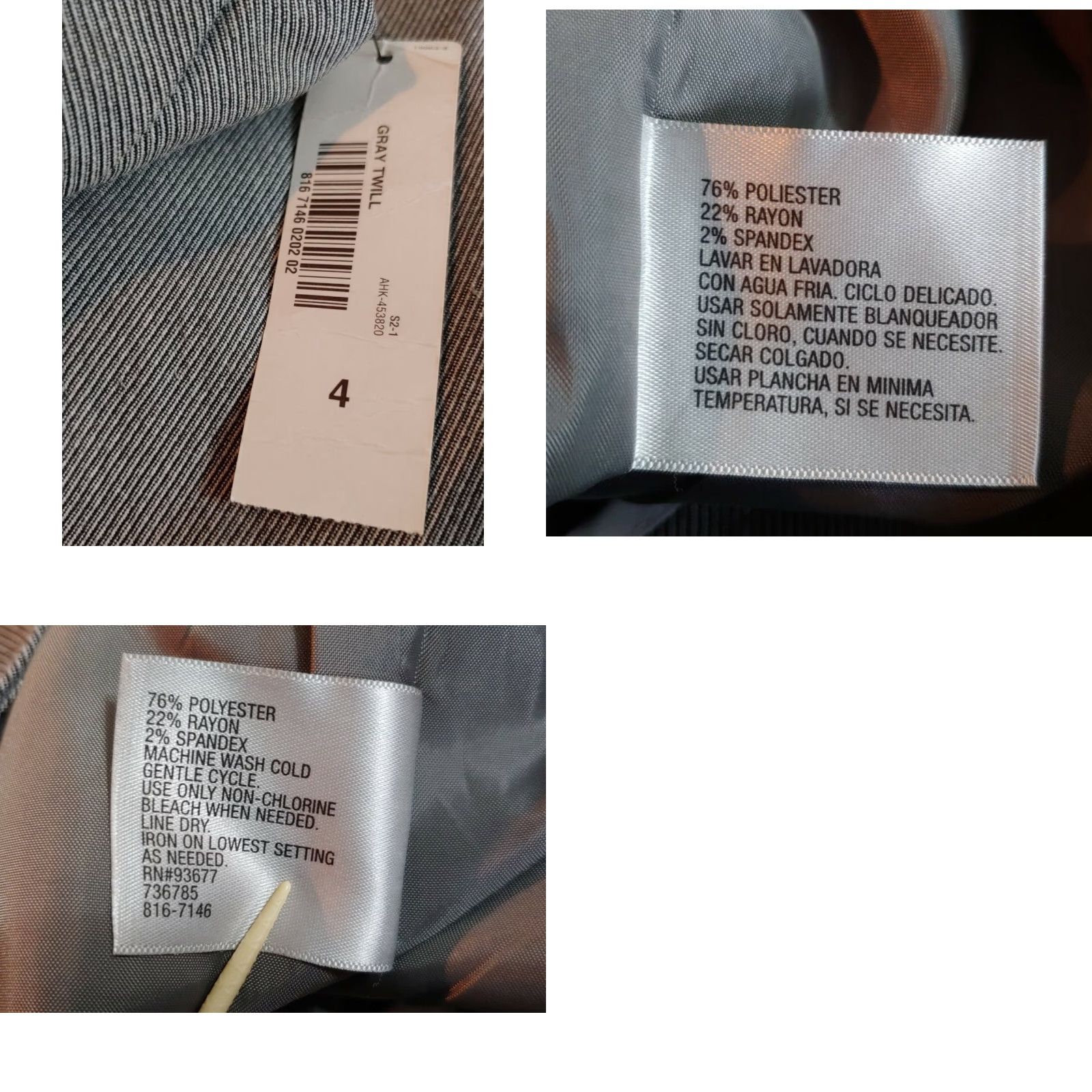 Worthington Worthington Skirt Womens 4 Long Pencil Lined Front Slit Back Zip Gray Twill Size 27" / US 4 / IT 40 - 8 Thumbnail