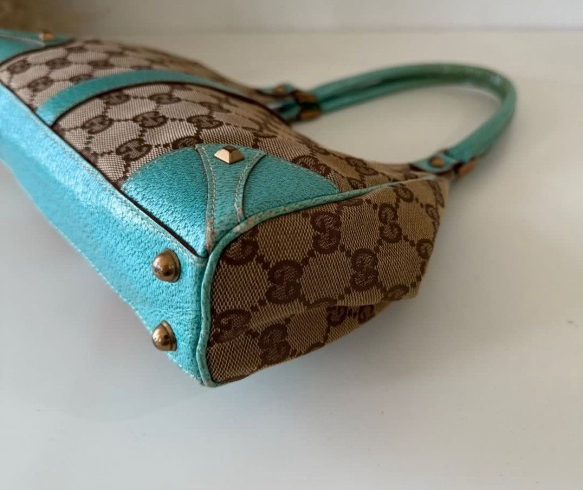 Gucci Gucci Beige/Turquoise GG Canvas and Leather Jackie O Hobo Size ONE SIZE - 8 Thumbnail