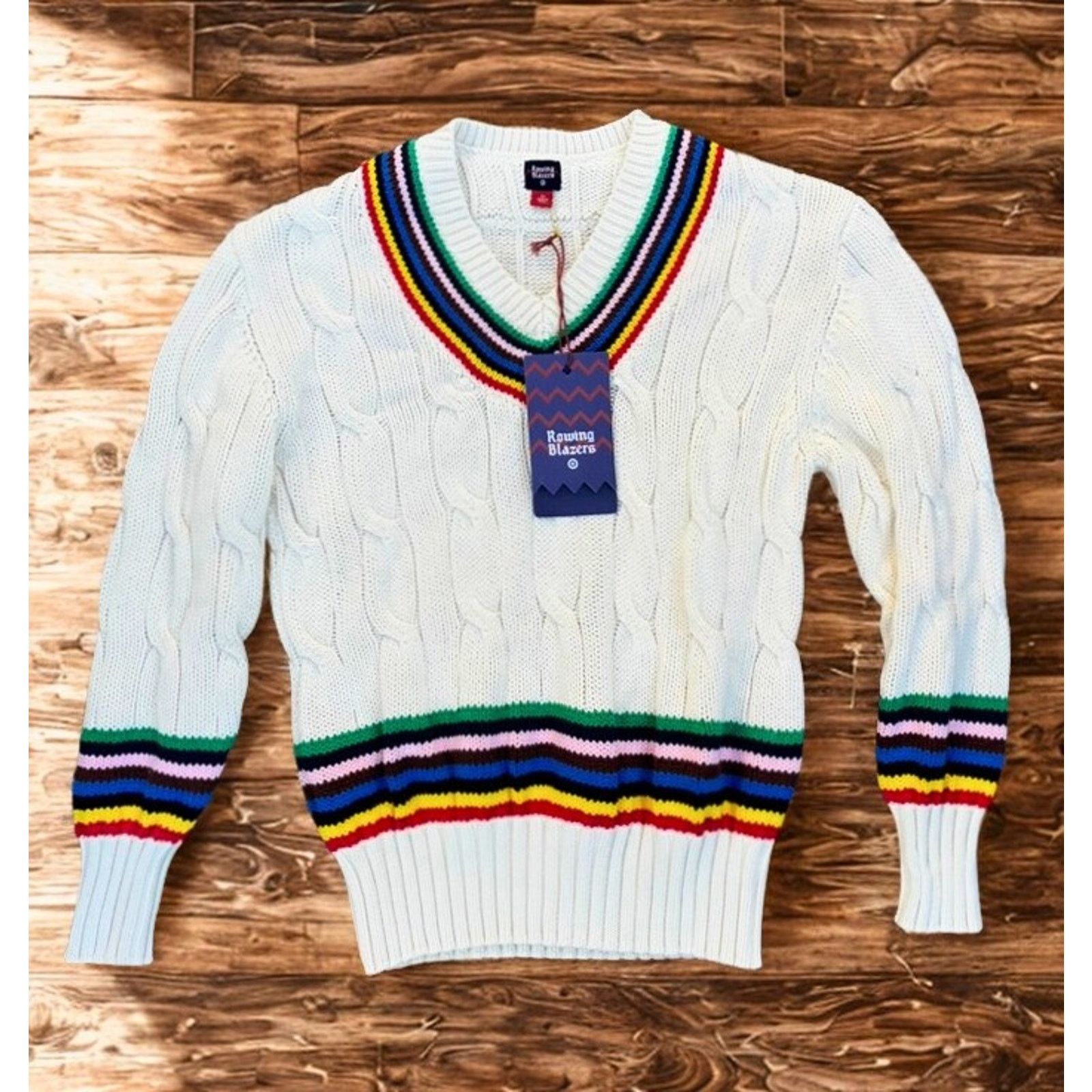 Rowing Blazers Rowing Blazers x Target Croquet Stripe Cable Knit Sweater XS Size XS / US 0-2 / IT 36-38 - 5 Thumbnail