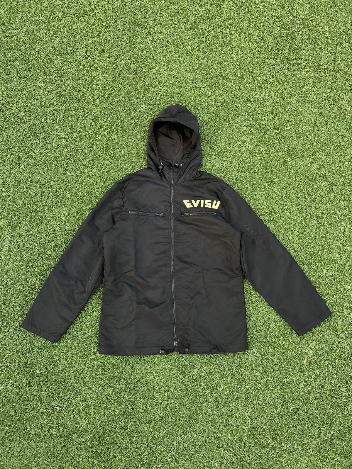 image of Vintage Evisu Jacket With Big Logo in Black, Men's (Size Small)