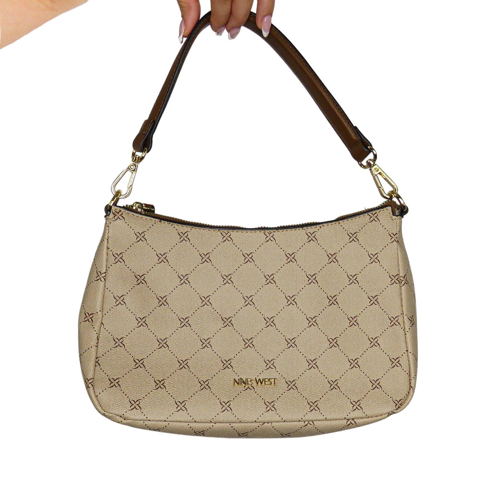 Y2K Nine West Monogram Cream Shoulder Bag Baguette Bag in Brown, Women's