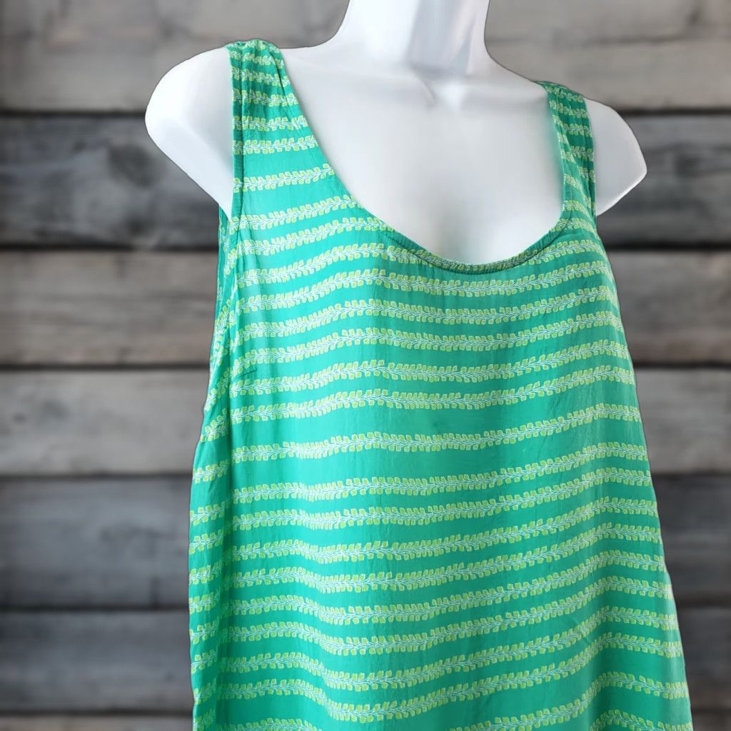 Gap Gap Womens Tank Top L Green Stripe Scoop Neck Rayon Size L / US 10 / IT 46 - 1 Thumbnail