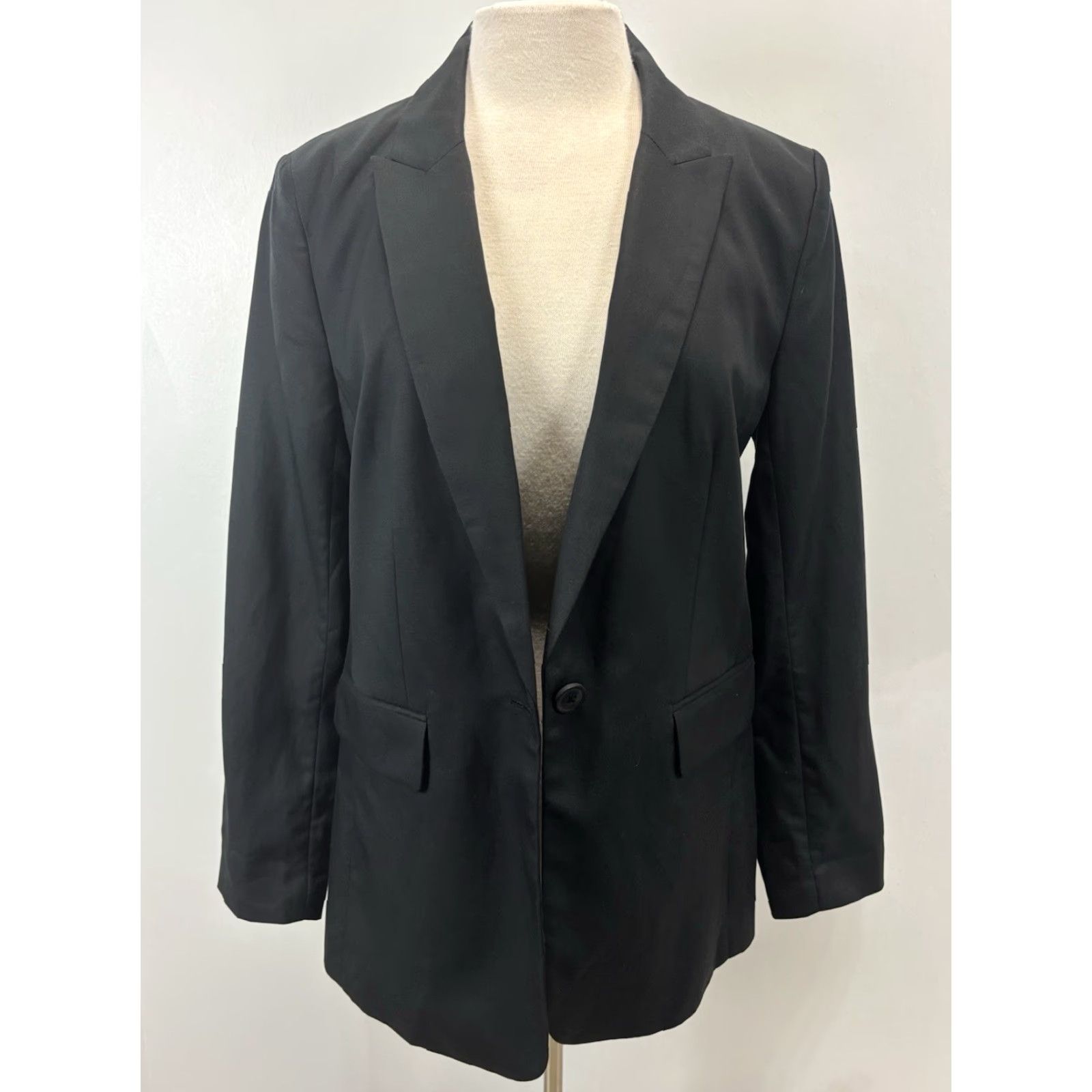 Loft VINTAGE? Wait: It's LOFT, but not vintage. So: LOFT Blazer Women Black Linen Blend Sz 10 Regular Lined Career Classic Jacket Size L / US 10 / IT 46 - 6 Thumbnail