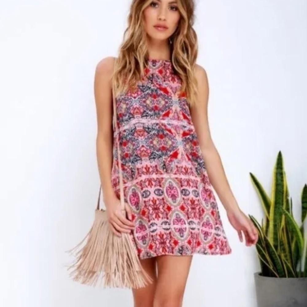 Lulus Lulus l Design Major Red Print Swing Dress Size XS Size XS / US 0-2 / IT 36-38 - 1 Thumbnail