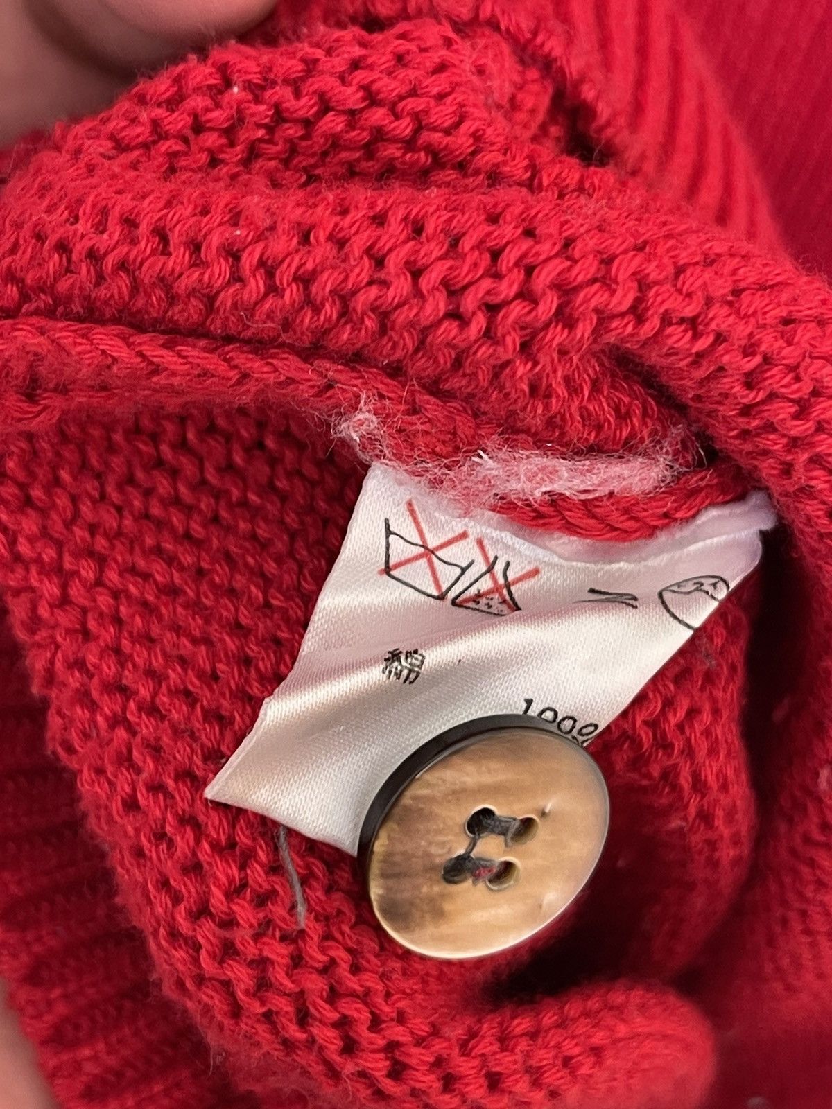 Issey Miyake × Japanese Brand Issey Miyake Sports Chenille Patch Red Cardigan Size US L / EU 52-54 / 3 - 6 Thumbnail