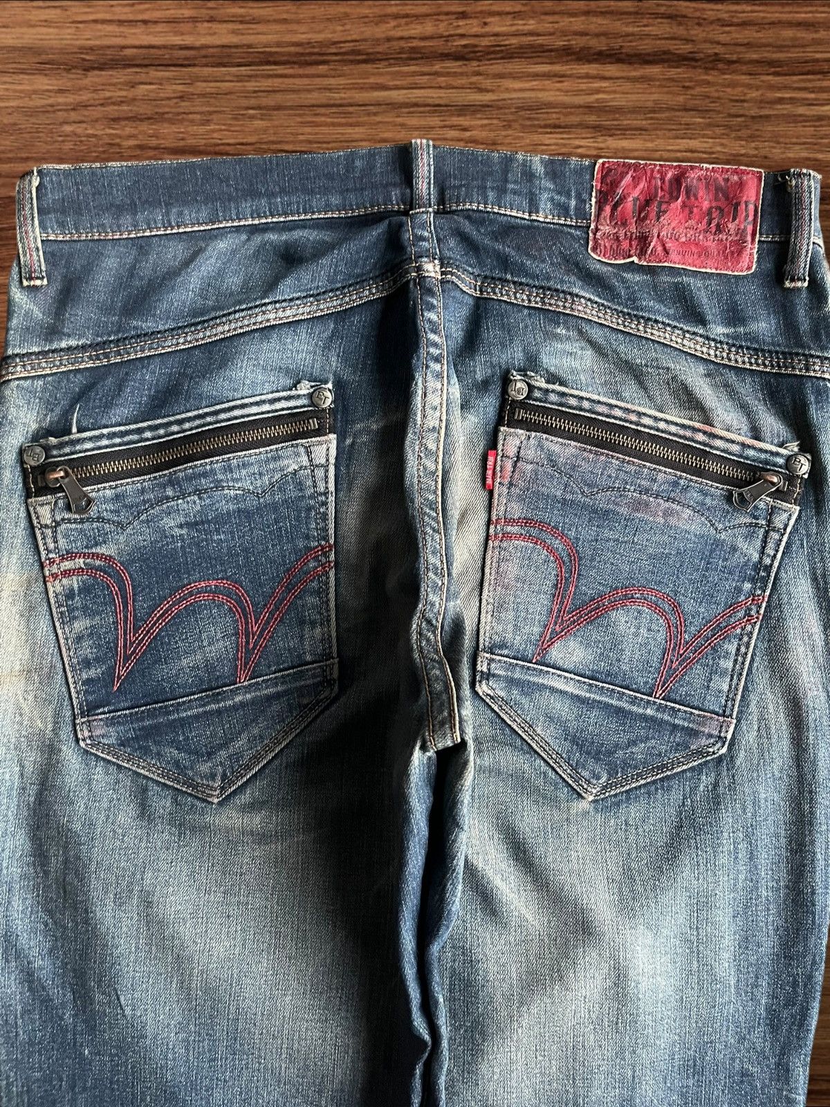 Edwin Vintage Japanese Brand Mud Blue Faded Washed Straight Jeans Size US 34 / EU 50 - 4 Thumbnail