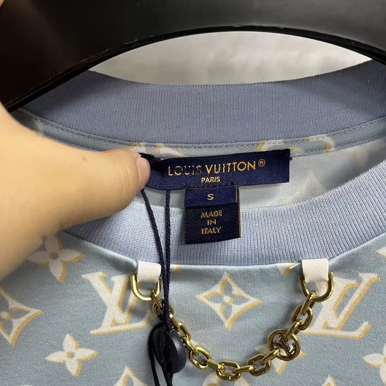 Louis Vuitton louis vuitton Blue Round Neck Full Print Mid-Waist Slim Mi Size S / US 4 / IT 40 - 2 Thumbnail