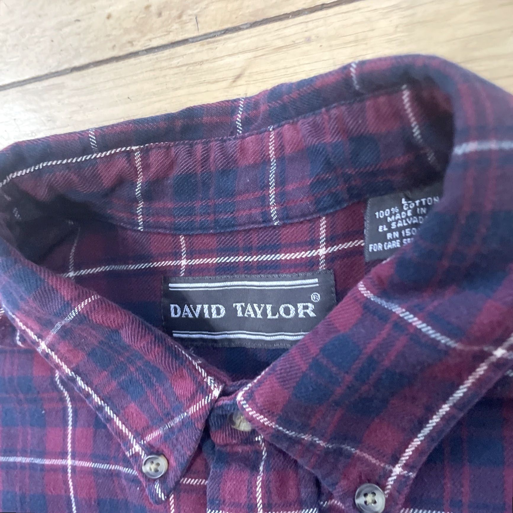 Vintage David Taylor Button Down Shirt Men L Dark Red Check Plaid Lightweight Oxford Size US L / EU 52-54 / 3 - 5 Thumbnail