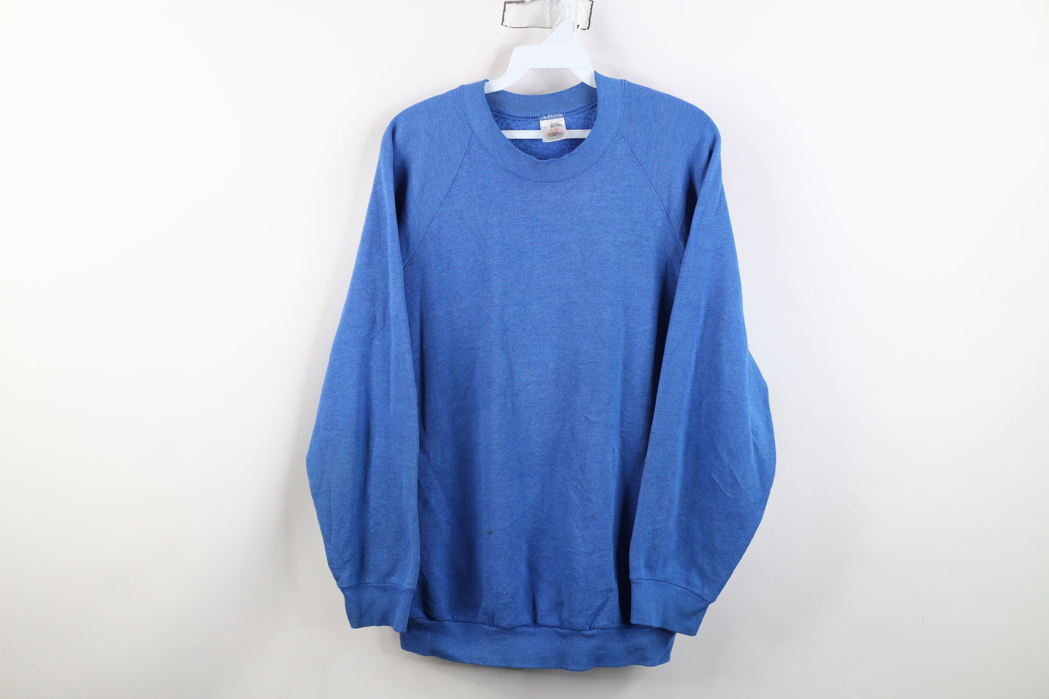 Vintage Vintage 90s Streetwear Blank Crewneck Sweatshirt Blue USA Size L / US 10 / IT 46 - 1 Thumbnail