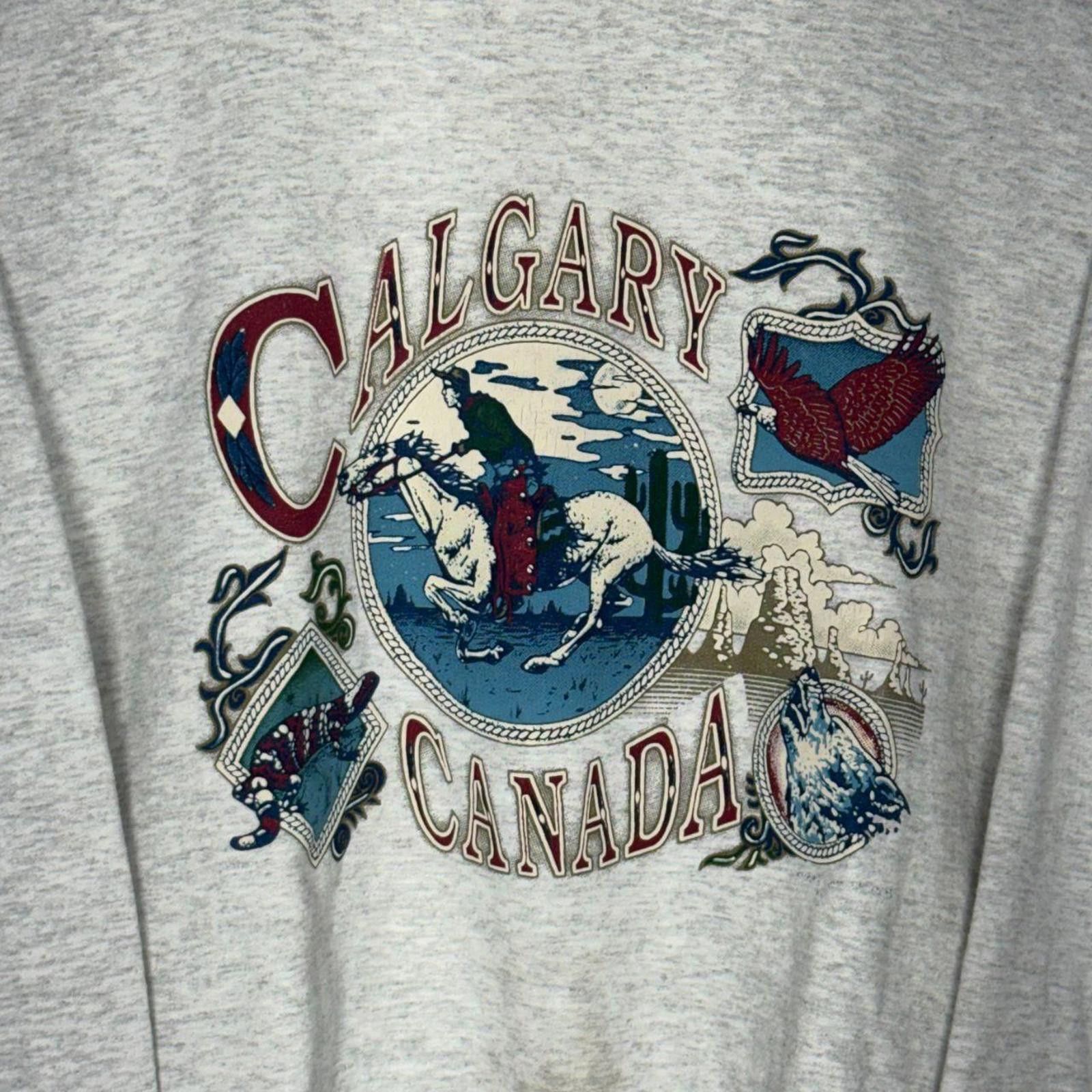 Other Calgary Canada Sweater Men's White Vintage 1990s Graphic Size US M / EU 48-50 / 2 - 3 Thumbnail