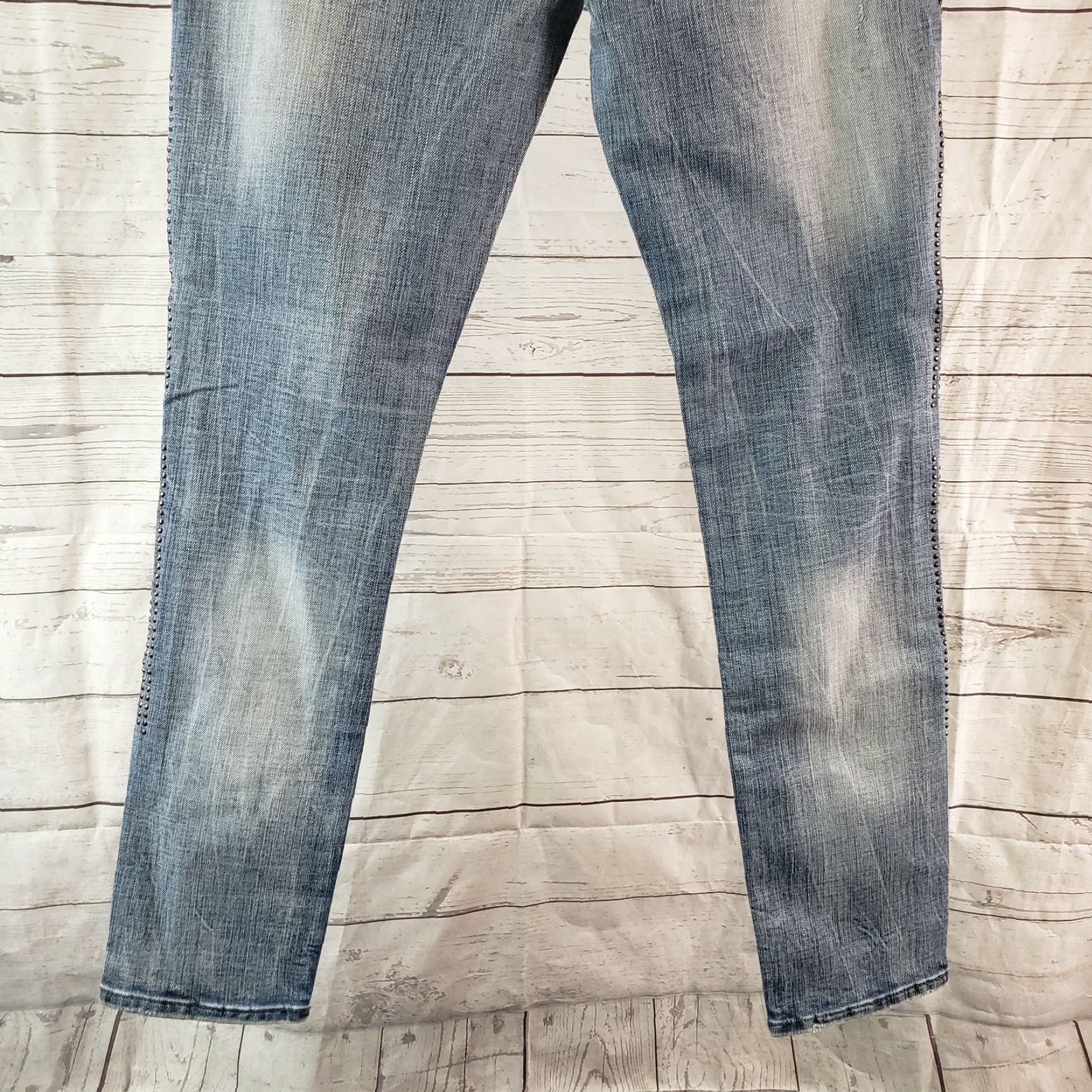 Vintage BLANKNYC Womens Skinny Jeans Sz 27 Blue Distressed Low Rise Denim Cotton Blend Inseam 29 Body Womens Jeans Skinniressure? Size 27" / US 4 / IT 40 - 6 Thumbnail