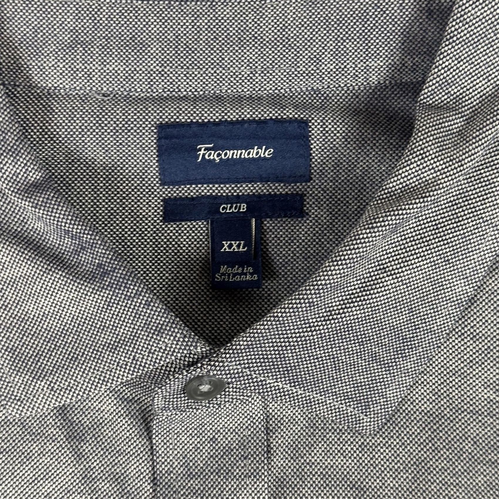 Faconnable Faconnable Shirt Mens 2XL Gray Long Sleeve Button Down Cotton Panama Weave Club Size US XXL / EU 58 / 5 - 2 Thumbnail