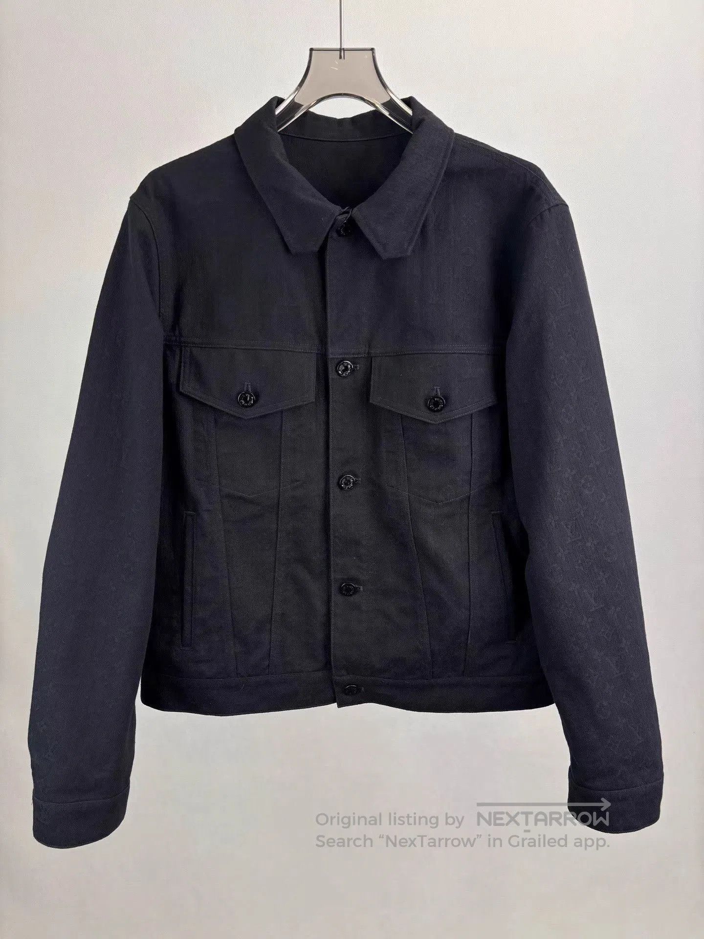 Louis Vuitton Black Denim Jacket with Button Front and Pockets. Size US L / EU 52-54 / 3 - 1 Thumbnail