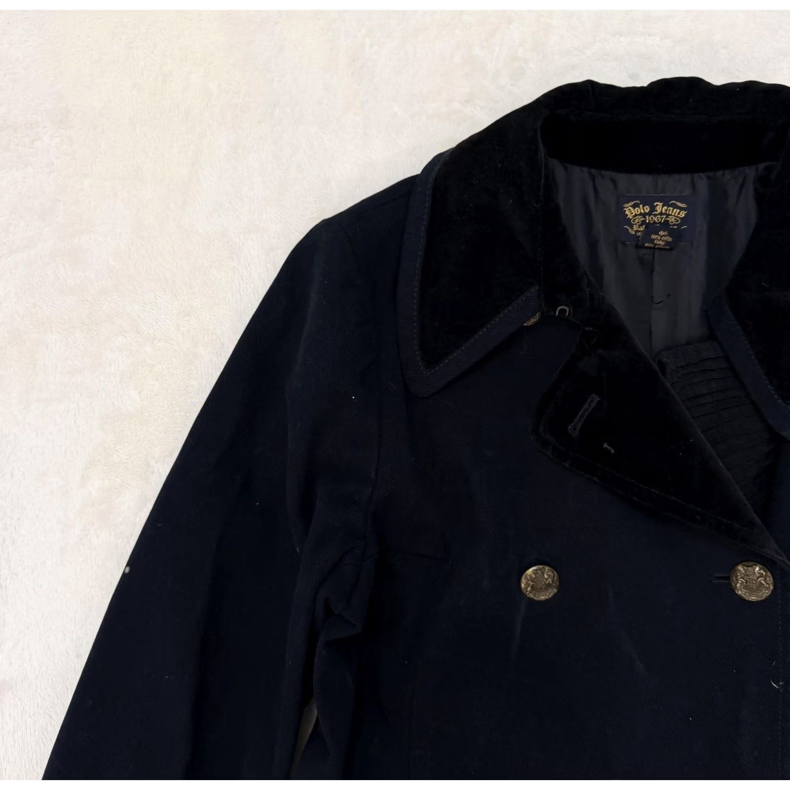 Ralph Lauren Ralph Lauren Polo Jeans Coat Womens Large Blue Trench Coat Military Army Buttoned Belted Long Sleeve Lined Twill Size 36" / US 14 / IT 50 - 6 Thumbnail