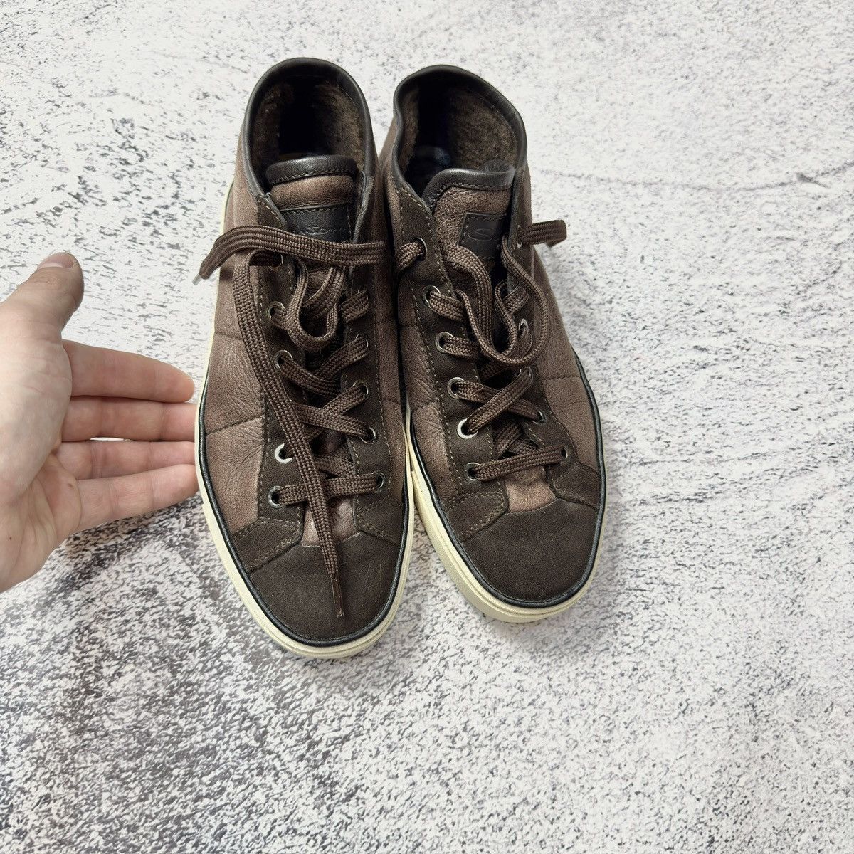Santoni Santoni Leather Suede Fur High Top Sneakers 38 size 24.5cm Size US 8 / IT 38 - 10 Thumbnail
