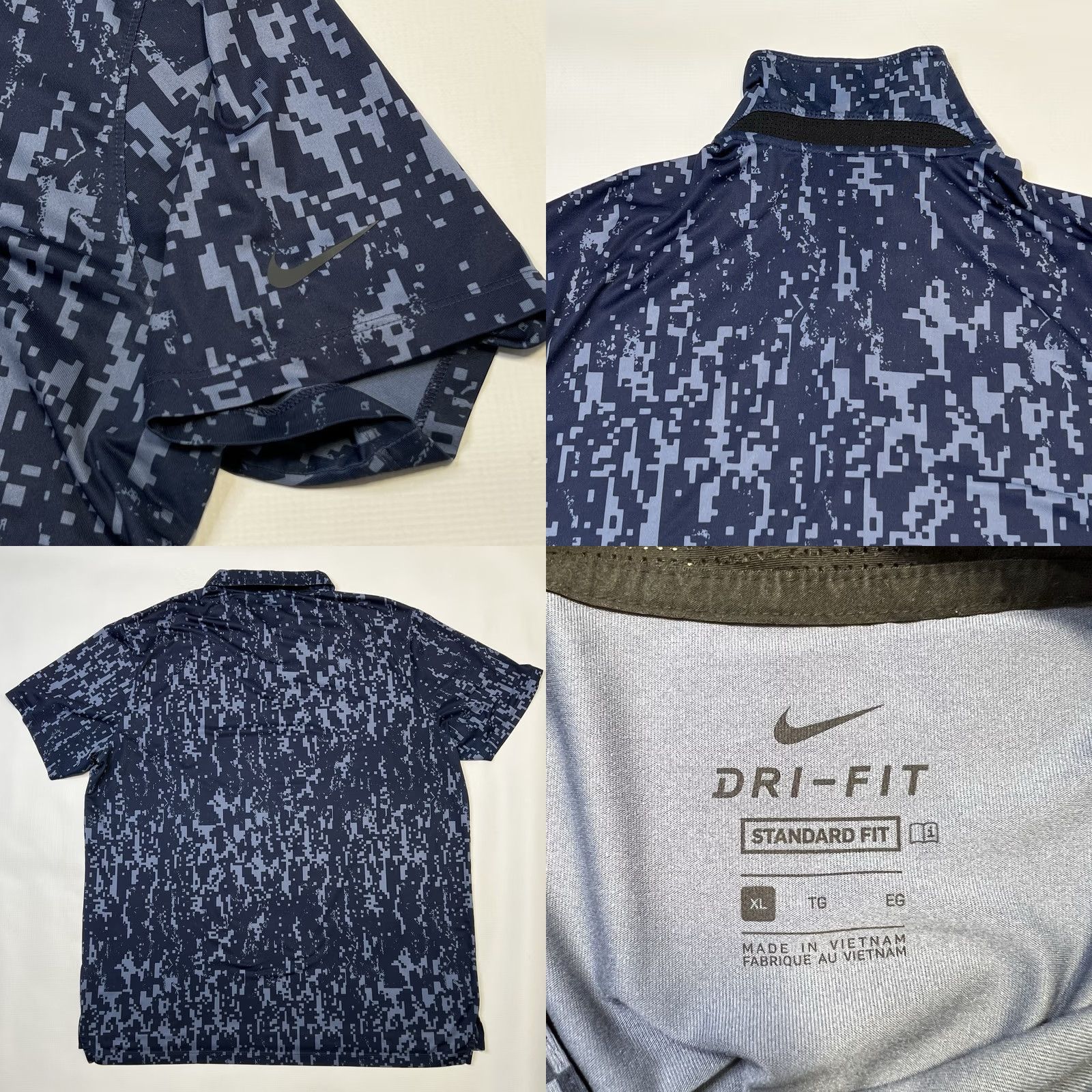 Nike VINTAGE Nike Golf Vapor Digital Camo Polo Mens XL Blue Dri-Fit Wick Performance Stretch Size US XL / EU 56 / 4 - 8 Thumbnail