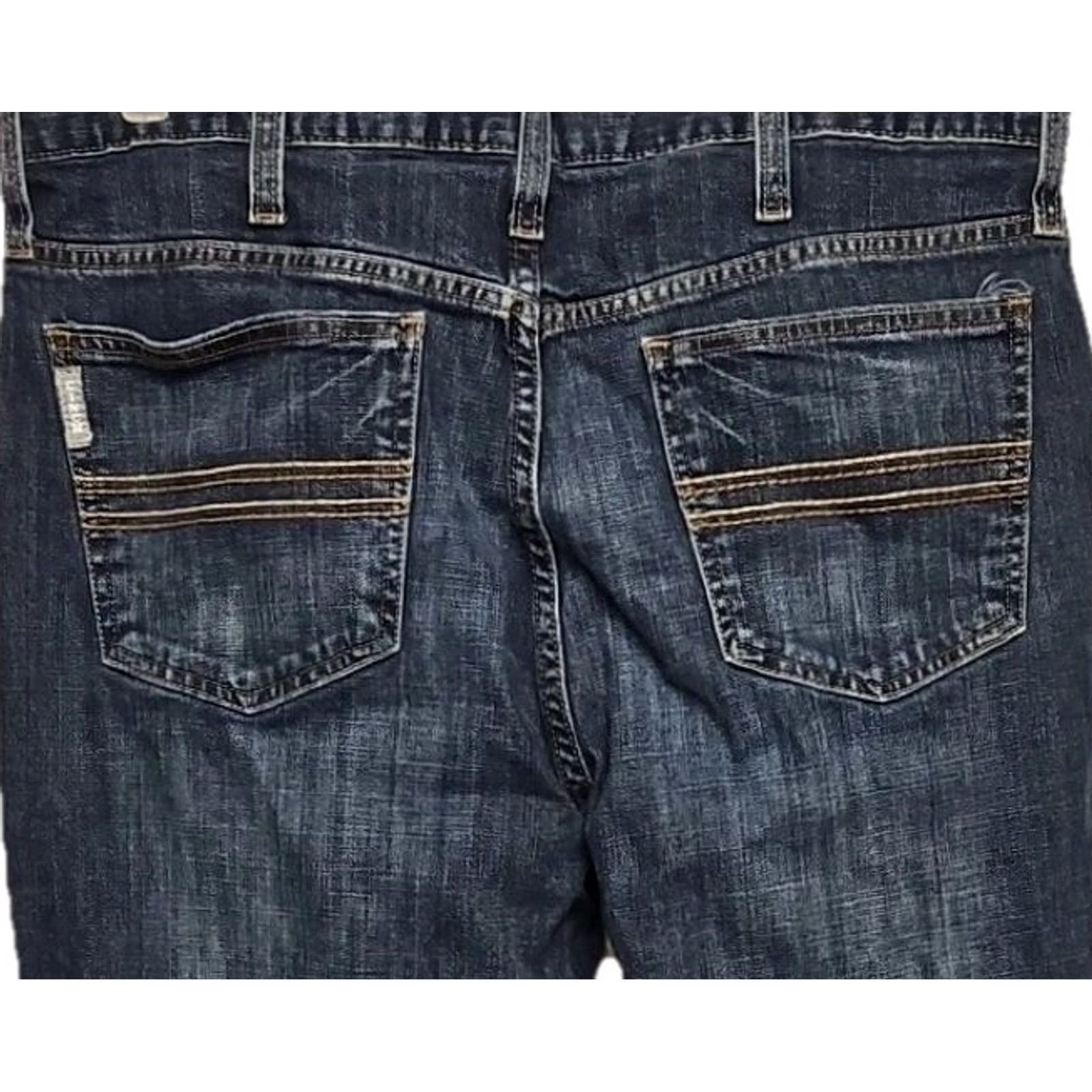 Vintage Cinch Jeans Men Dark Wash 36x30 Straight Leg Western Cotton Blend Stretch Button Fly Zip Belted Regular Fit Blue Mens Jeans Size US 36 / EU 52 - 7 Thumbnail