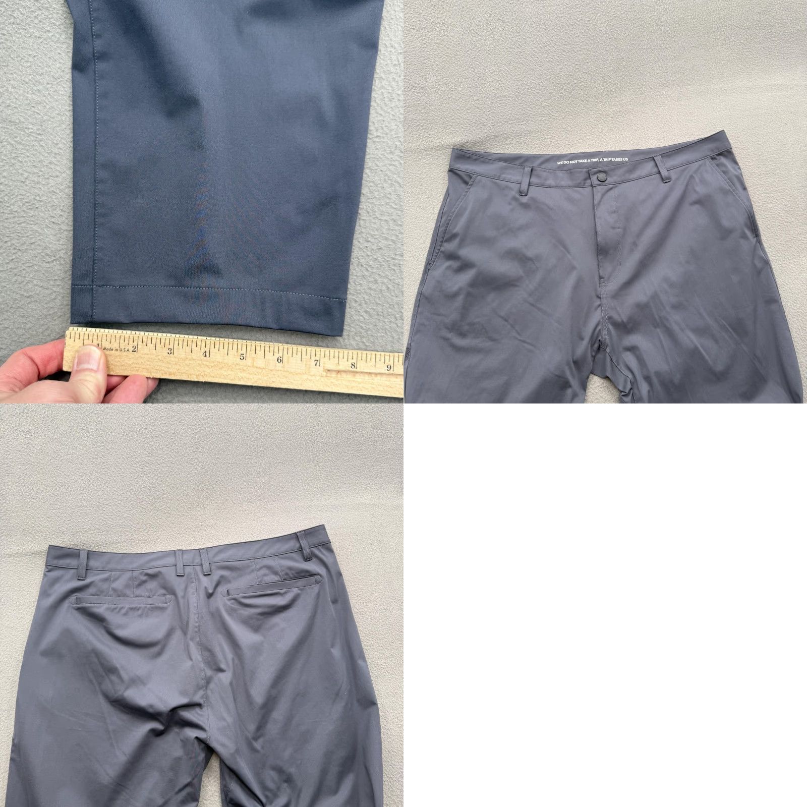 Rhone Rhone Mens 40x25 Blue Commuter Classic Dress Pants Polyester Flat Front Straight Leg Pockets Zip Fly Travel Business Casual Size US 40 / EU 56 - 8 Thumbnail