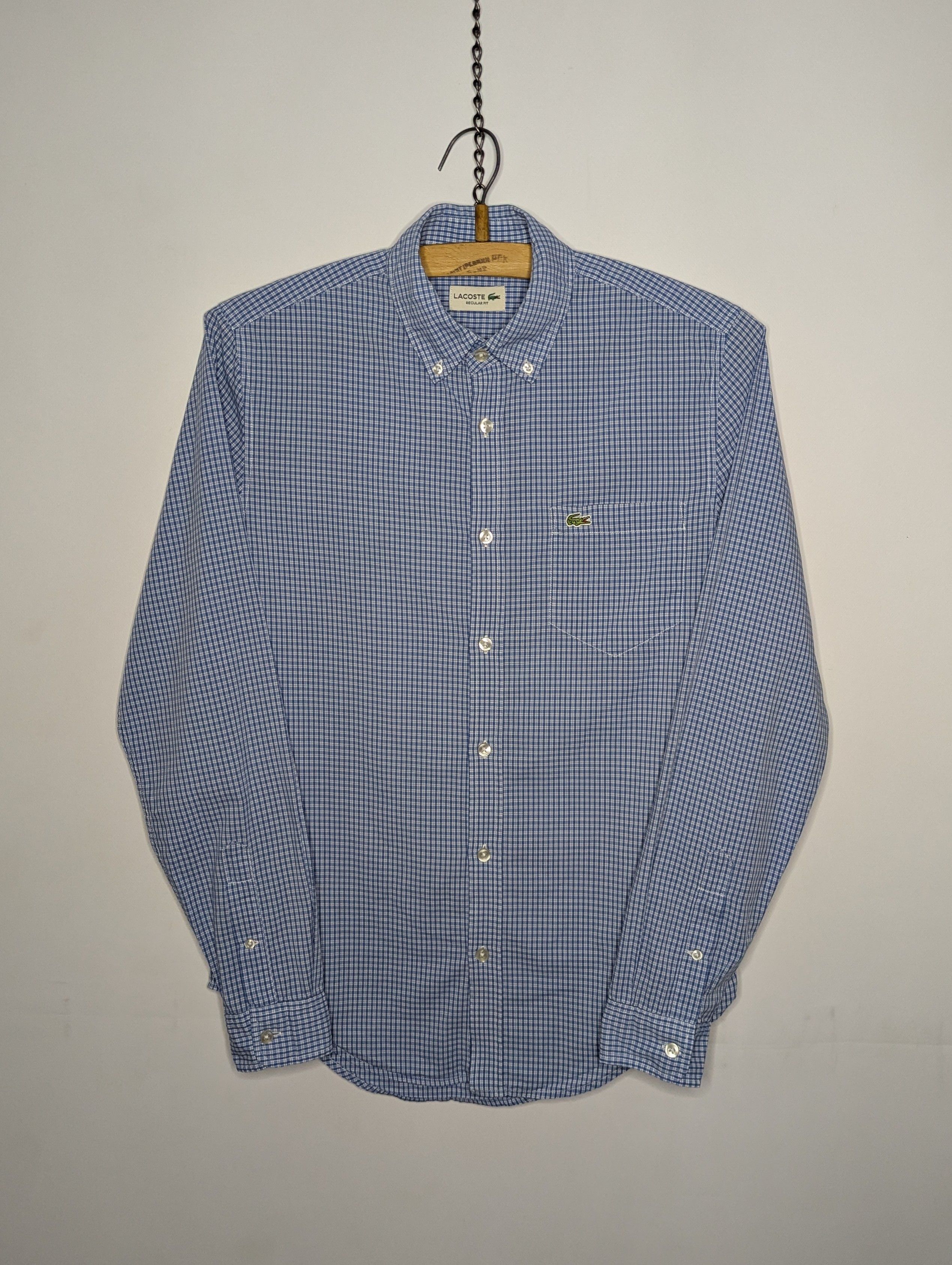 Lacoste LACOSTE Men's Blue Long Sleeve Shirt Small Check Pattern Size US S / EU 44-46 / 1 - 1 Thumbnail