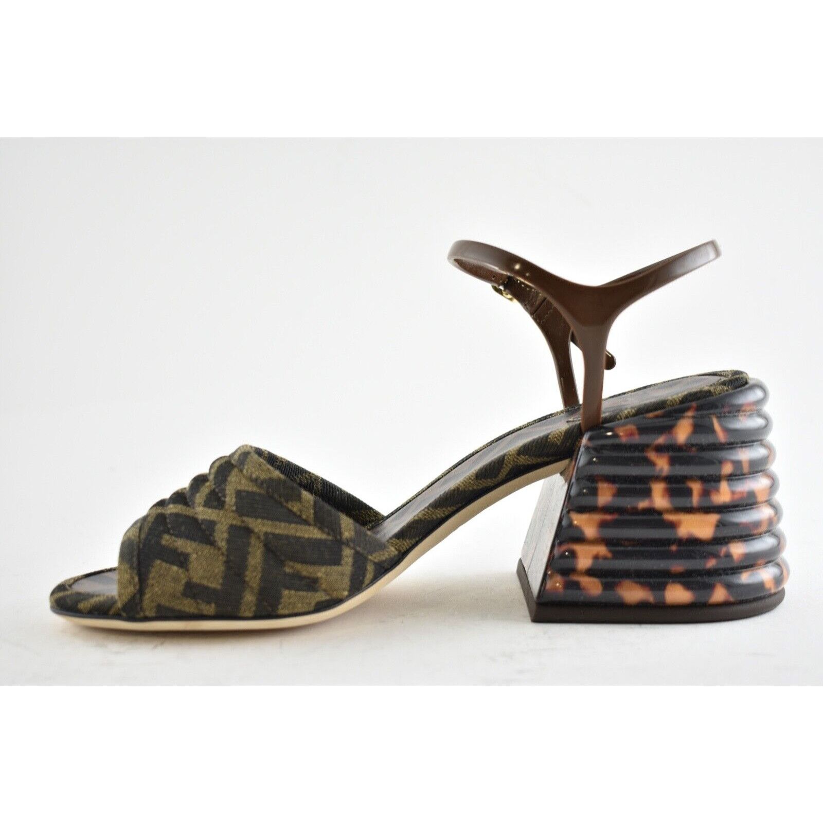 Fendi FF Motif Logo Ankle Strap Sandal Peep Toe Block Heel Pump 36 Size US 6 / IT 36 - 3 Thumbnail