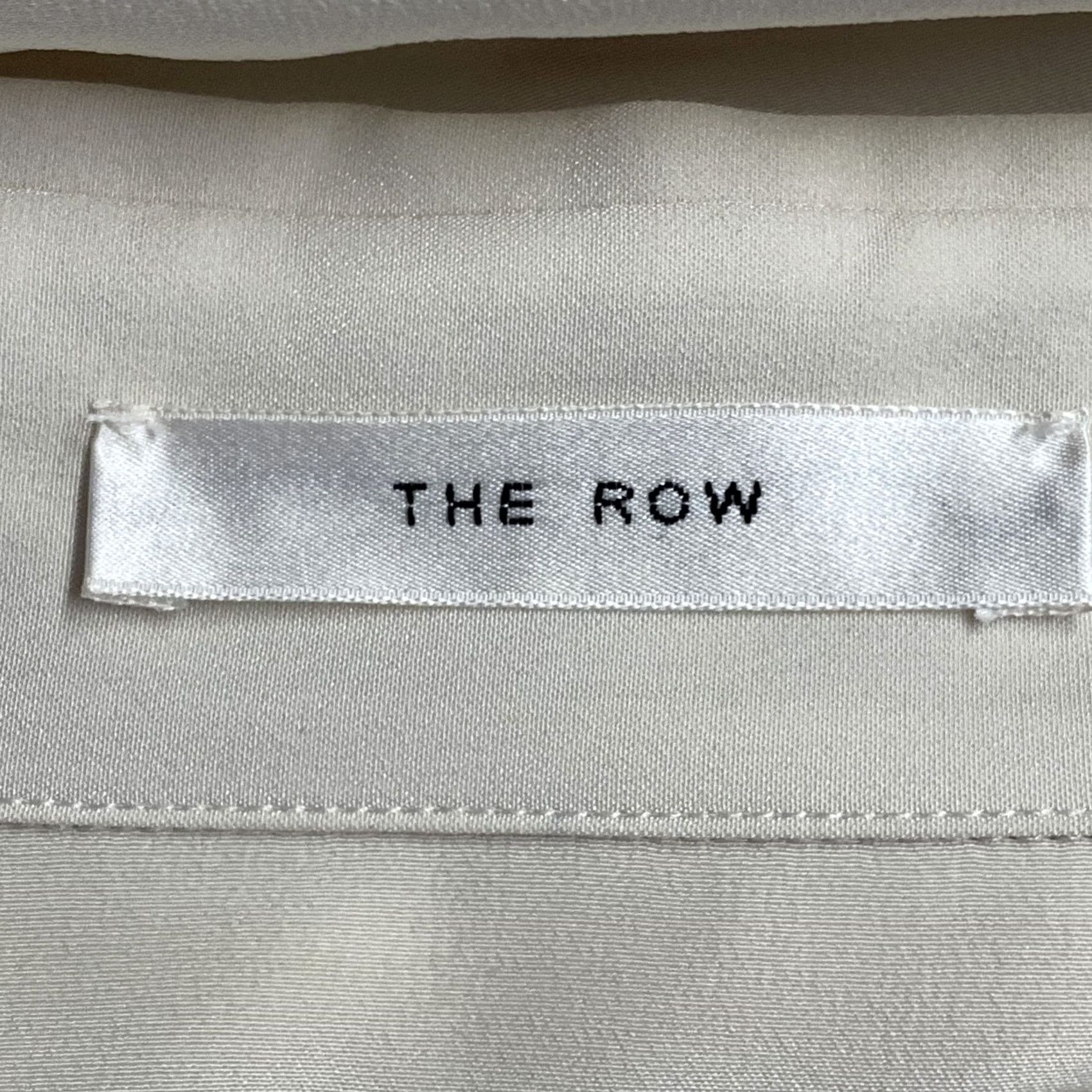 The Row THE ROW Silk Crepe Spread Collar Shirt Size L Cream Size L / US 10 / IT 46 - 4 Thumbnail