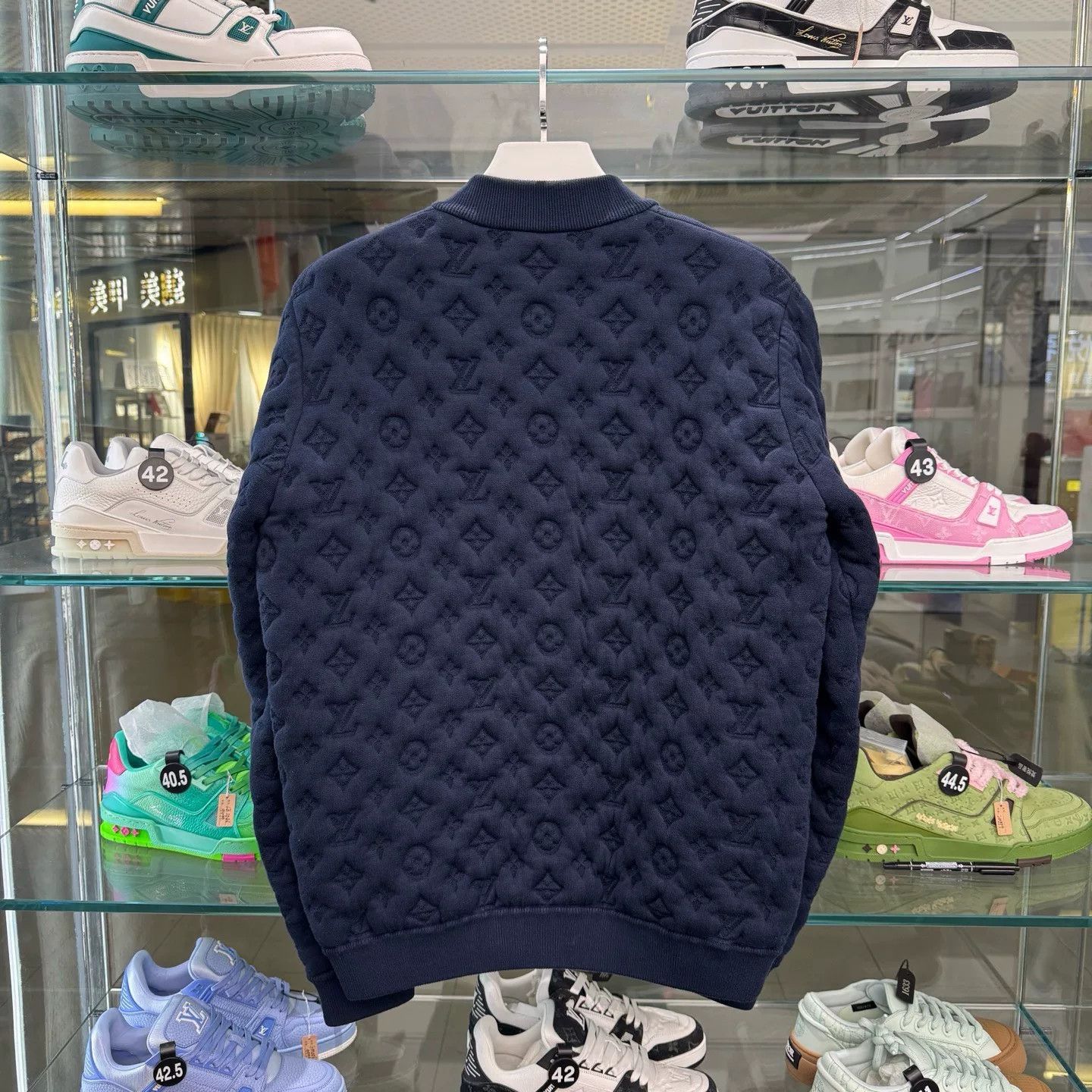 louis vuitton blue embossed zip jacket