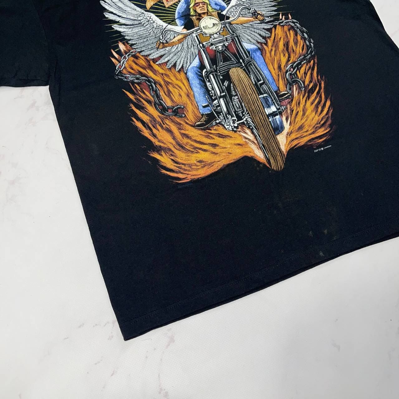 Vintage Vintage Zip It London Born to be Free Biker Tee Black Size L Size US L / EU 52-54 / 3 - 6 Thumbnail