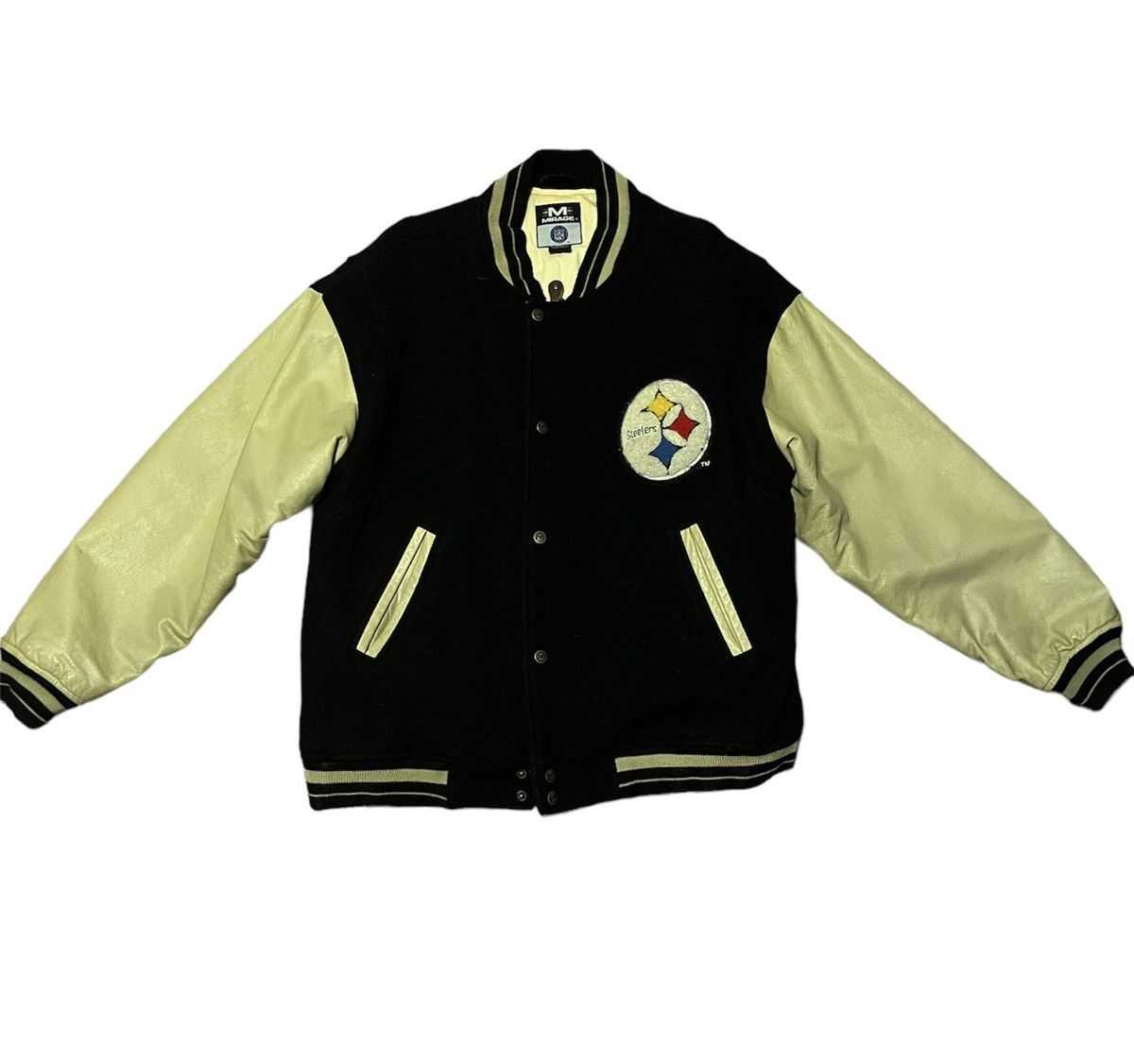 Image of Mirage X Nfl Vintage Steelers Jacket in Black, Men's (Size XL)