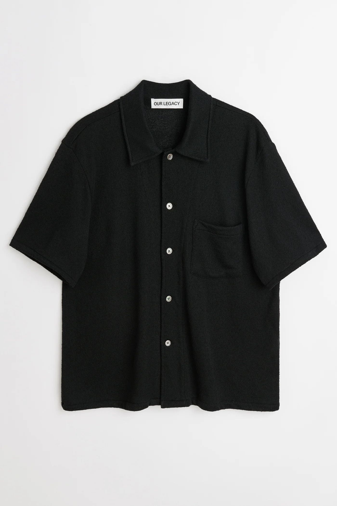 BOX SHIRT SHORTSLEEVE Black Boucle