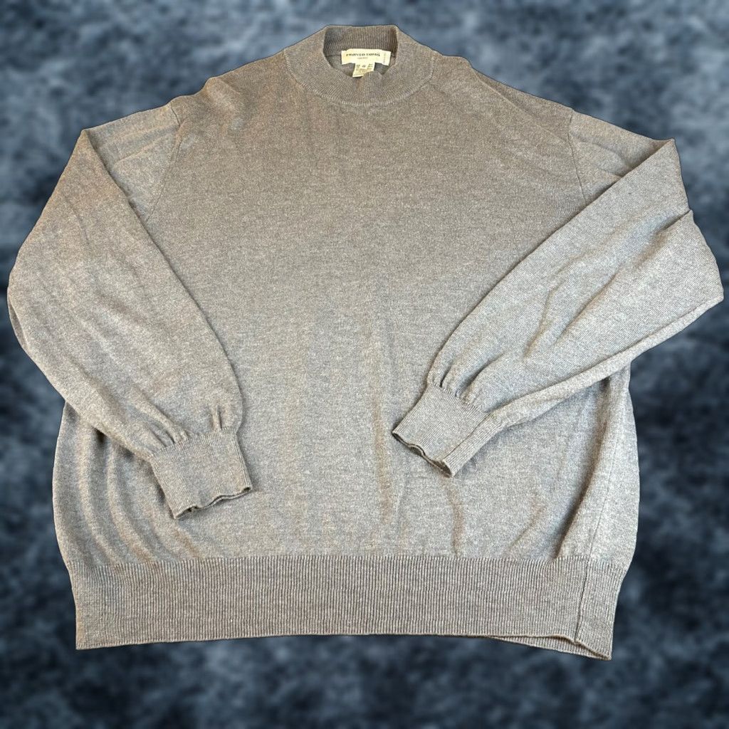 Pronto Uomo Pronto Uomo Gray Mock Neck Long Sleeve Sweater XL Mens Italy Made Cotton Blend Knit Pullover Classic Fit, Casual, Lightweight, Breathable Size US XL / EU 56 / 4 - 1 Thumbnail