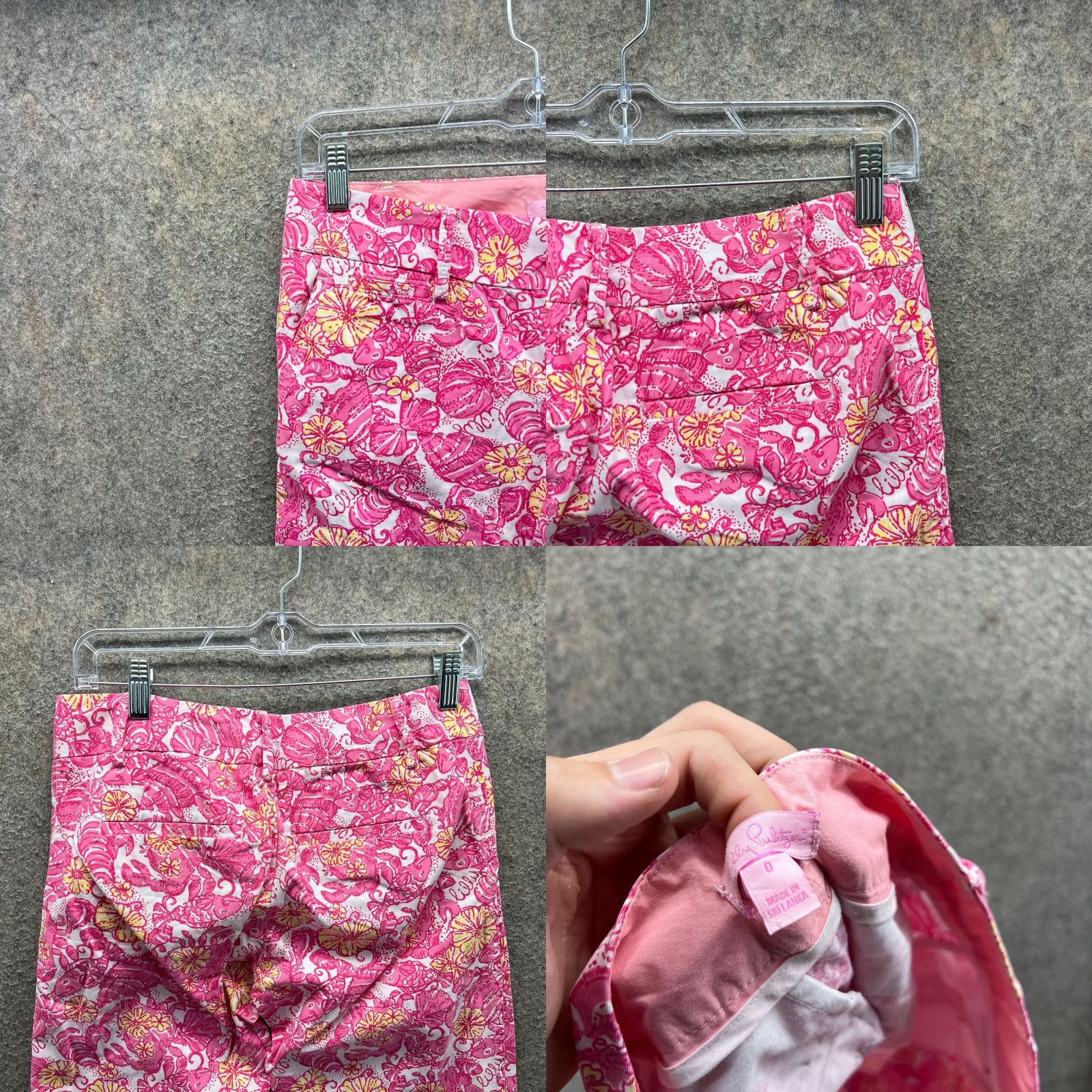 Lilly Pulitzer Lilly Pulitzer Pants Womens 0 Pink Yellow Floral Shell Print Straight Leg AOP Pants Size 25" / US 0 / IT 36 - 8 Thumbnail
