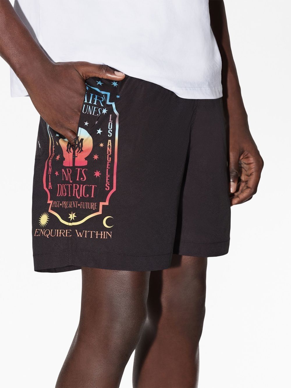 Amiri o1s1wg110825 Fortune Logo-Print Swimming Trunks Short Black Size US 36 / EU 52 - 2 Thumbnail