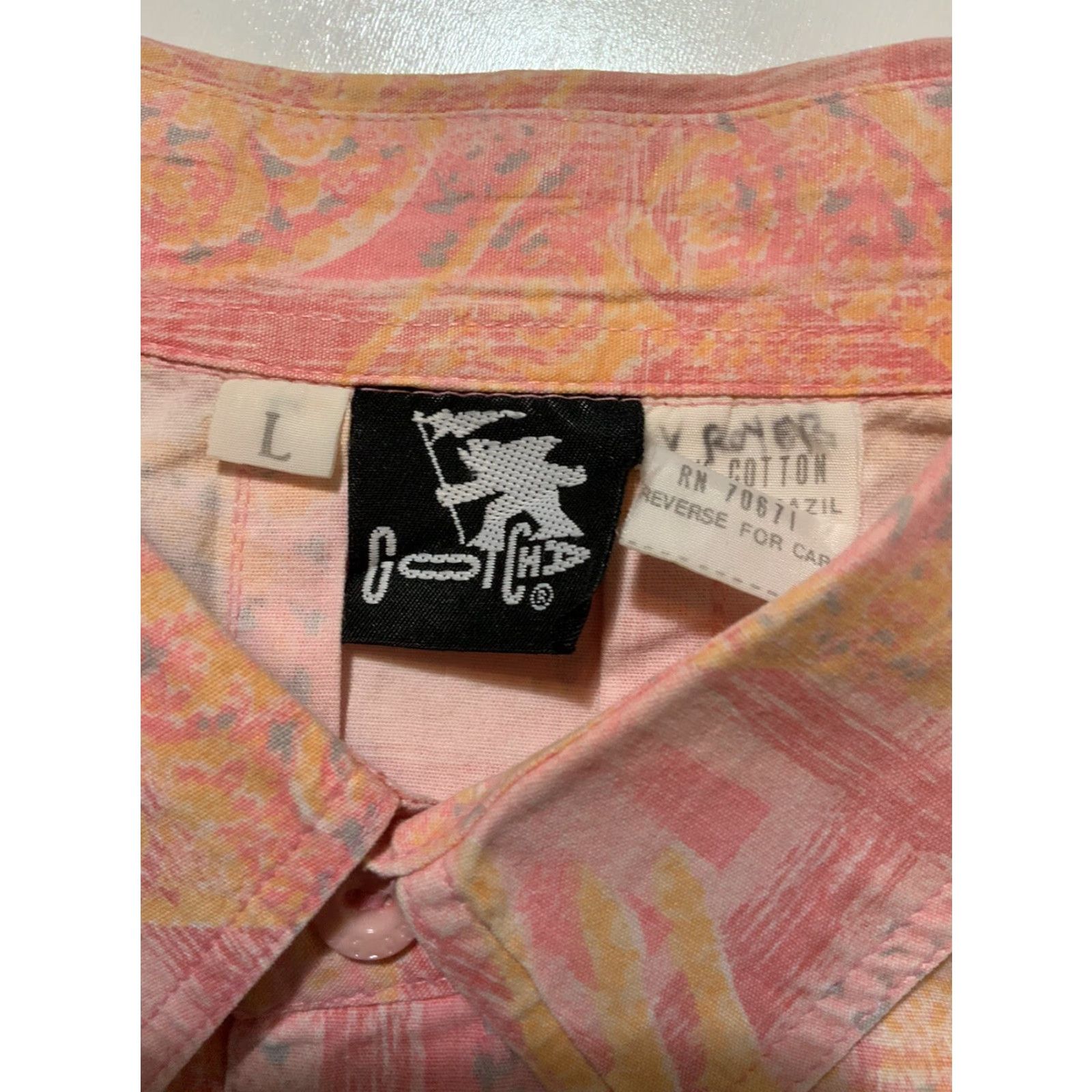Gotcha VINTAGE Gotcha Surf Pink AOP Hawaiian Tribal S/S Button Shirt Sz. L Mens Size US L / EU 52-54 / 3 - 5 Thumbnail