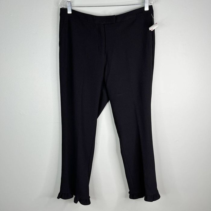 Other Nanette Lepore Pants Very Black 10 Ruffle Hem Ankle New | Grailed