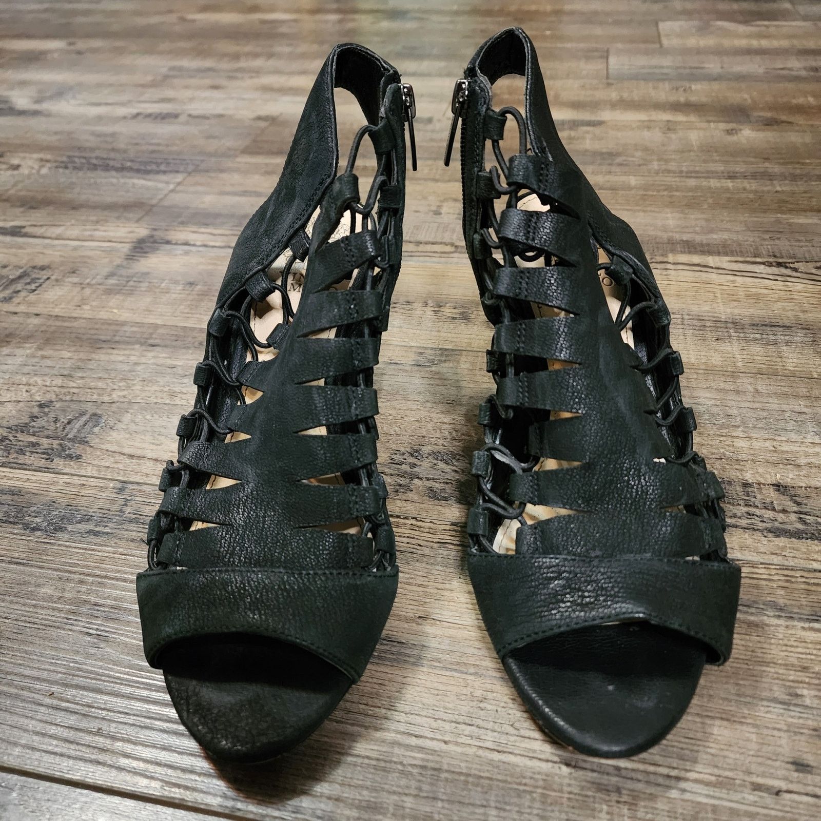Vince Camuto Preowned Vince Camuto strappy Stretchy black heels Sz W 9 Size US 9 / IT 39 - 1 Thumbnail