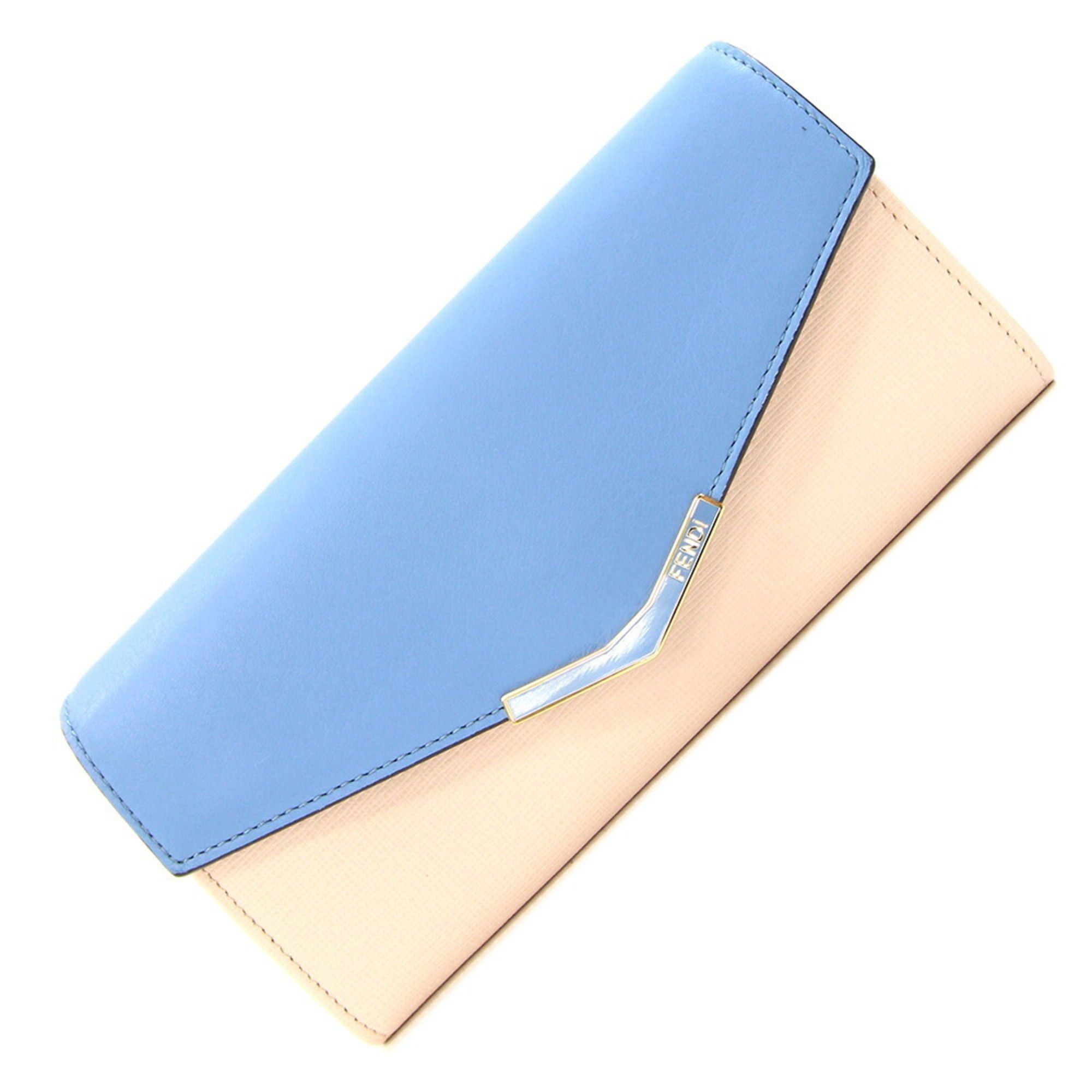 Fendi Fendi Bi-fold Long Wallet Toujours 8M0306 Light Blue Baby Pink Leather Bi-color Women's FENDI Size ONE SIZE - 1 Thumbnail