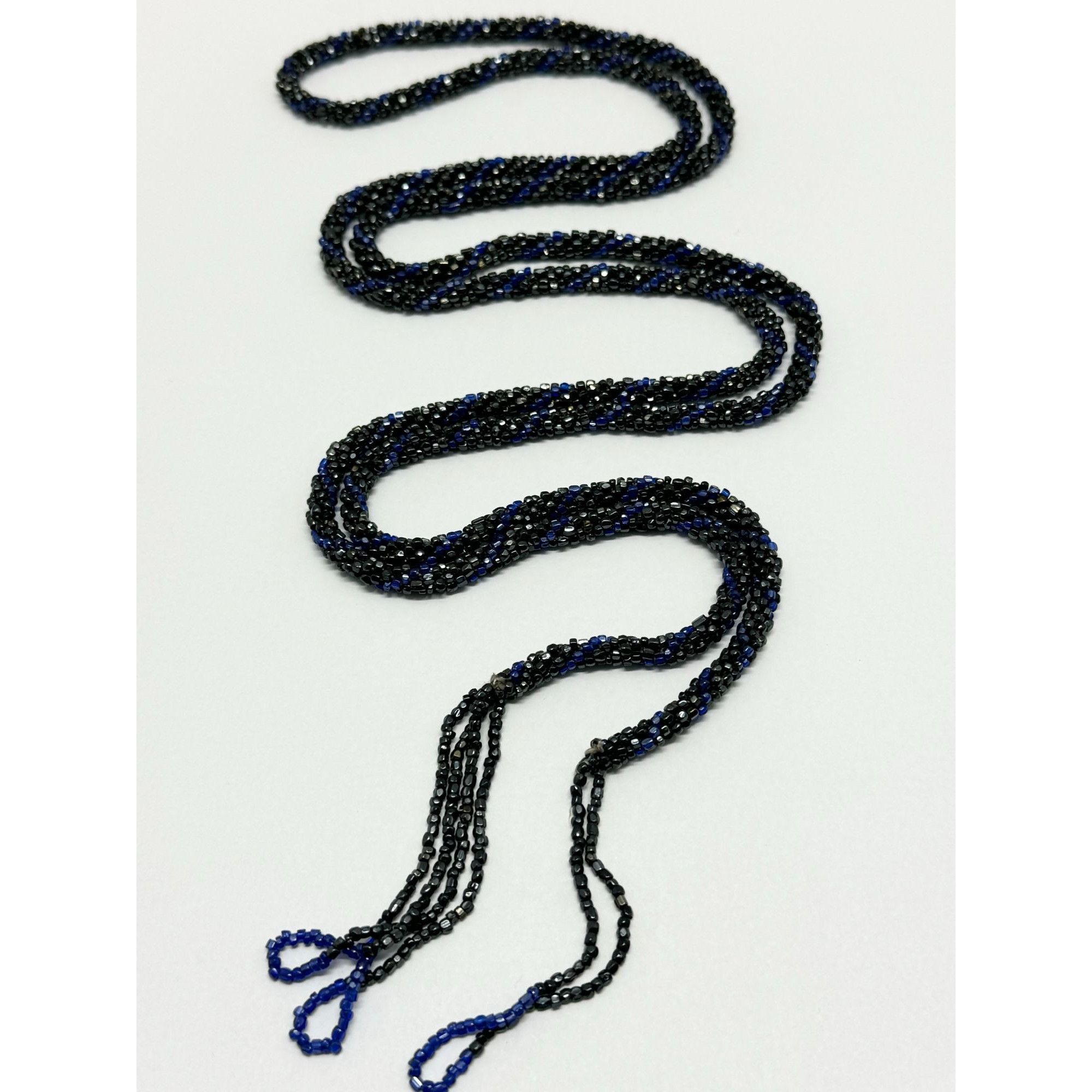 Vintage Art Deco estate beaded stripe flapper tassel lariat rope nec Size ONE SIZE - 2 Thumbnail