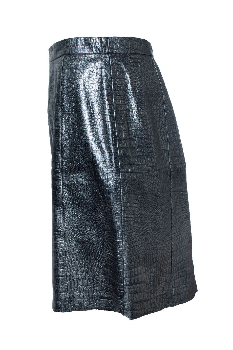 Escada Escada, croc embossed metallic leather skirt Size 28" / US 6 / IT 42 - 4 Thumbnail