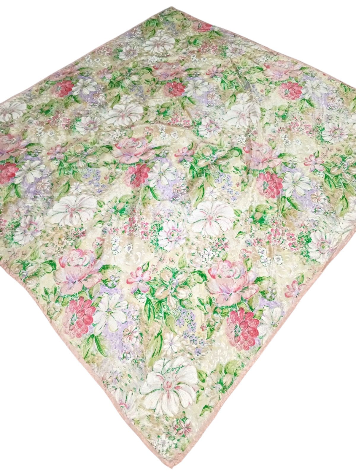 Kenzo KENZO PARIS France Floral Flowers Oversized XXL Silk Scarf Size ONE SIZE - 3 Thumbnail