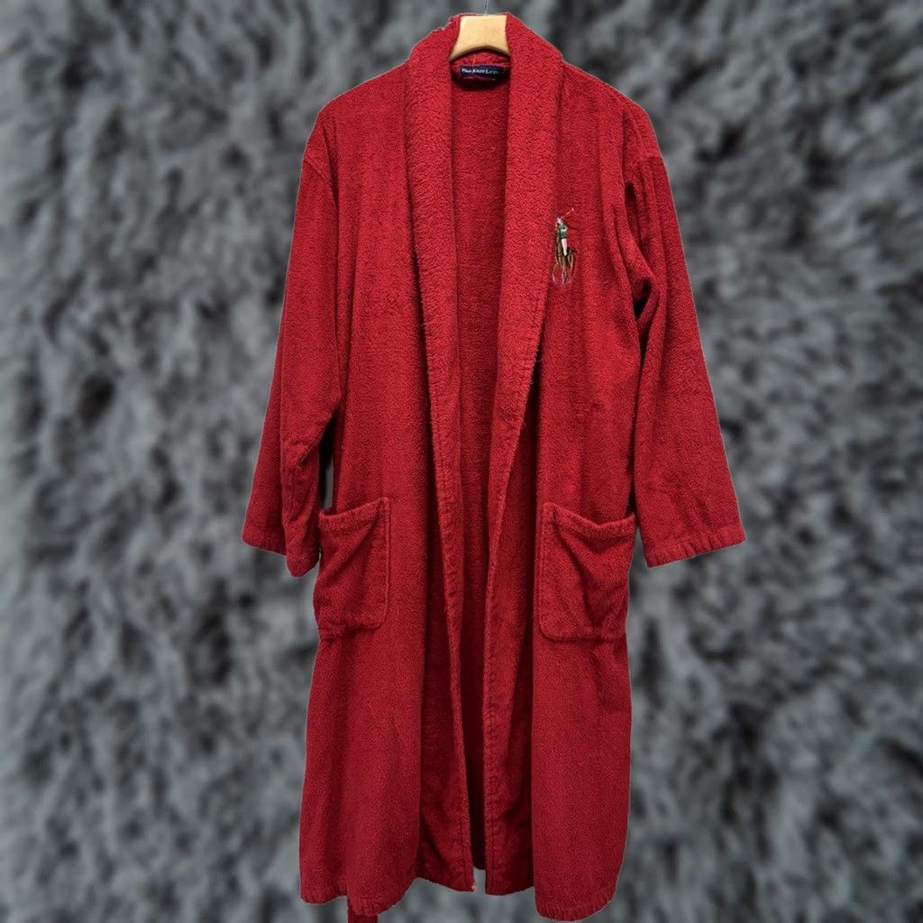 Polo Ralph Lauren Polo Ralph Lauren Terry Robe Mens OSFM Red Belted Big Flesh Pony READ Size US M / EU 48-50 / 2 - 1 Thumbnail